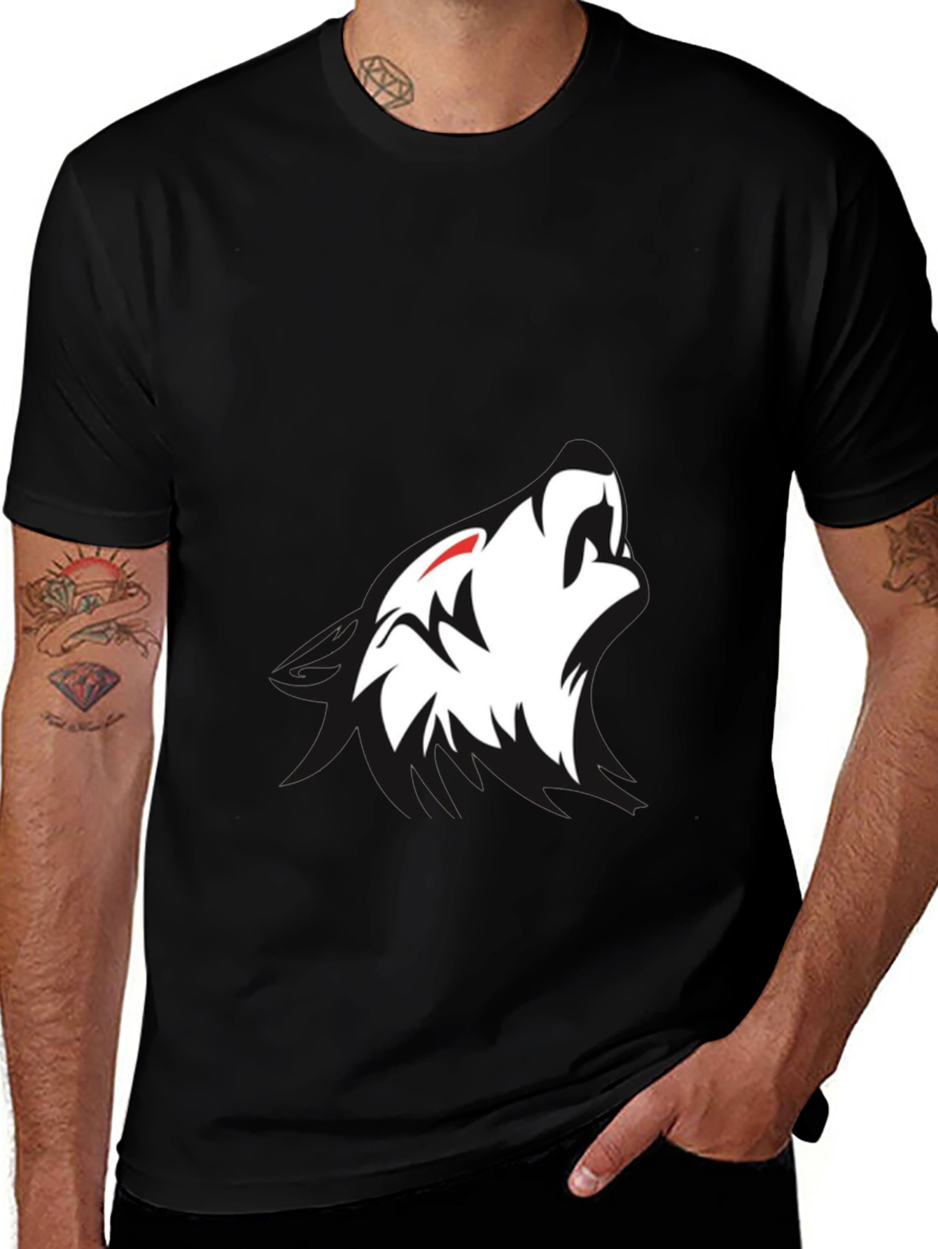 Variant 10 of Black Wolf Graphic Tee - Modern Style