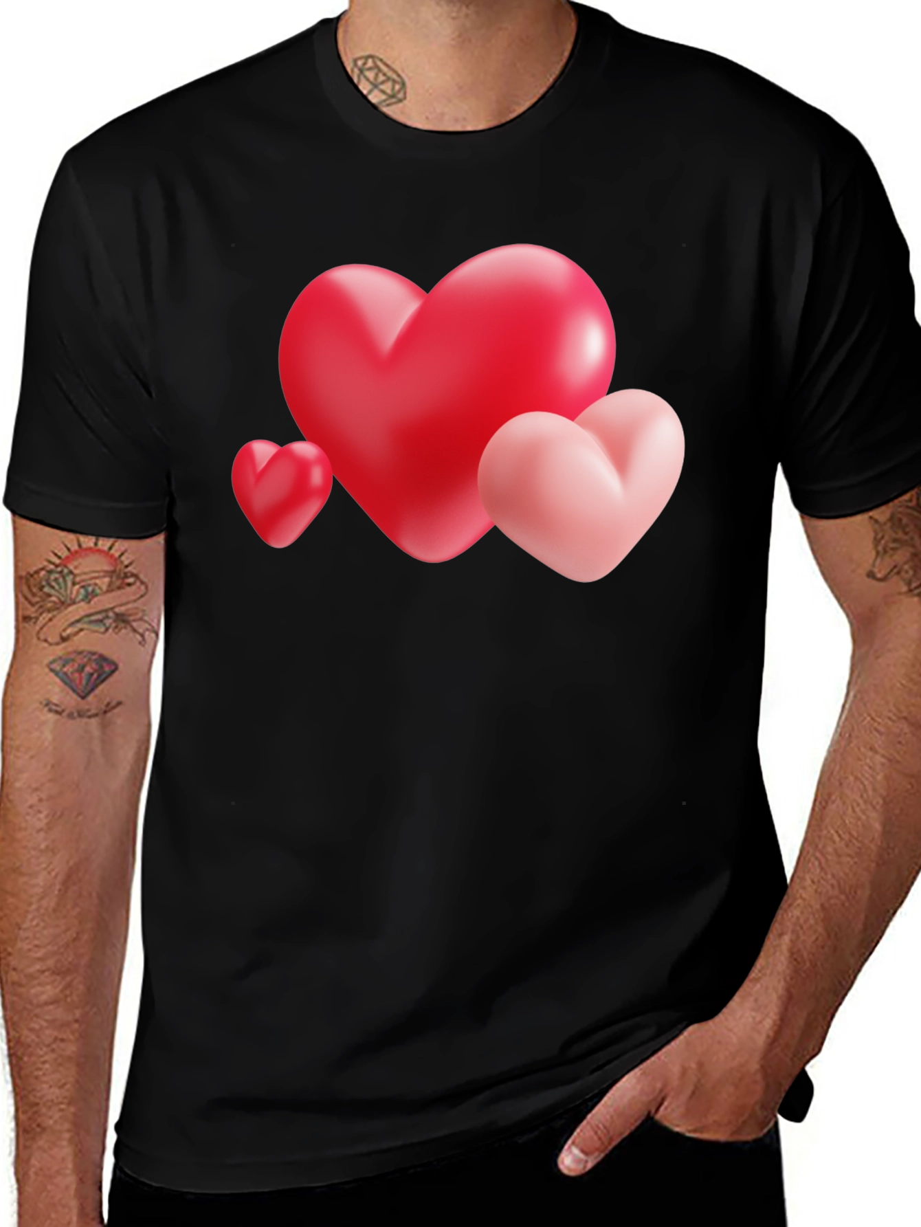 Variant 18 of Heart Trio Graphic Tee - Valentine's Day Shirt