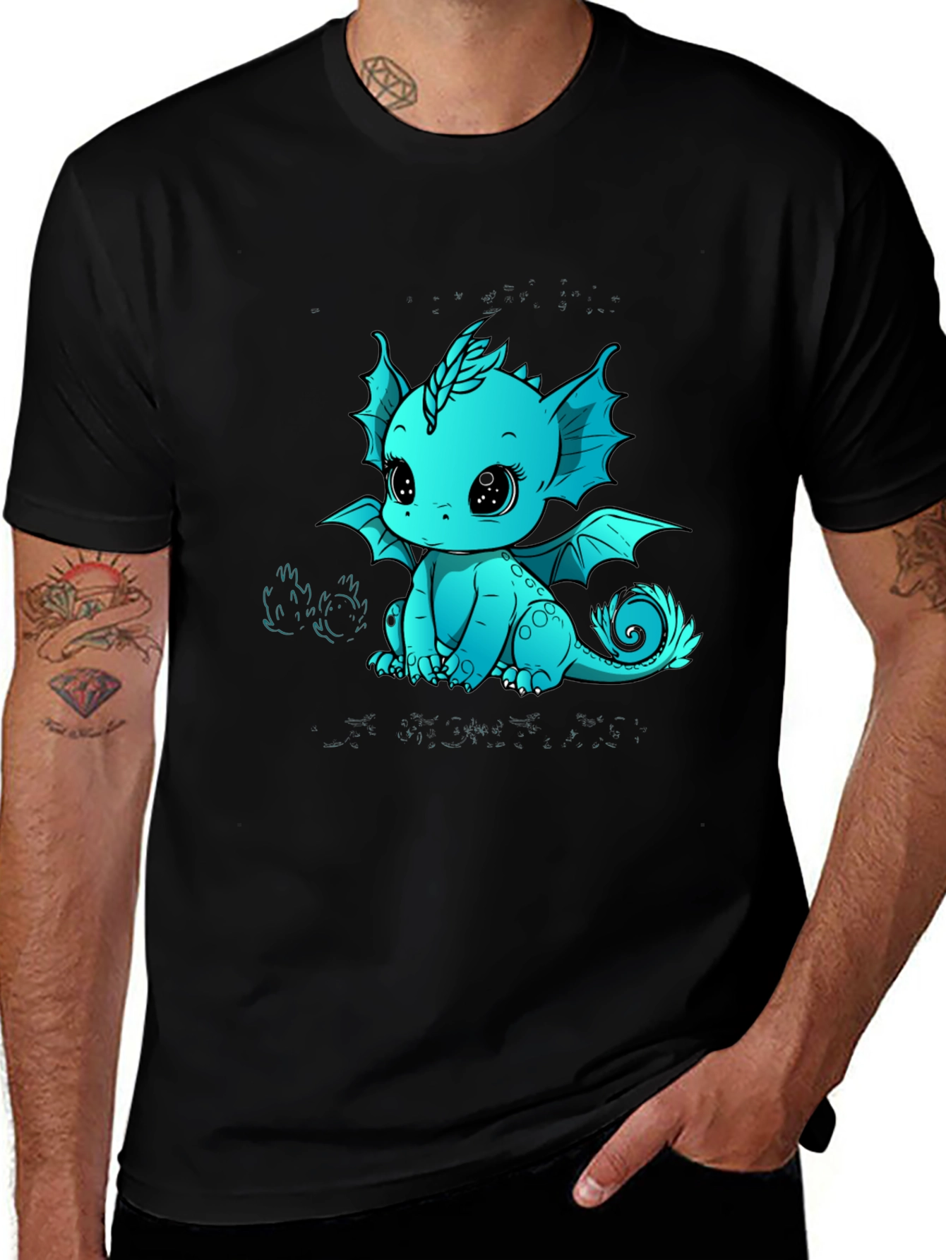 Cute Dragon Graphic T-Shirt - Black Cotton Tee