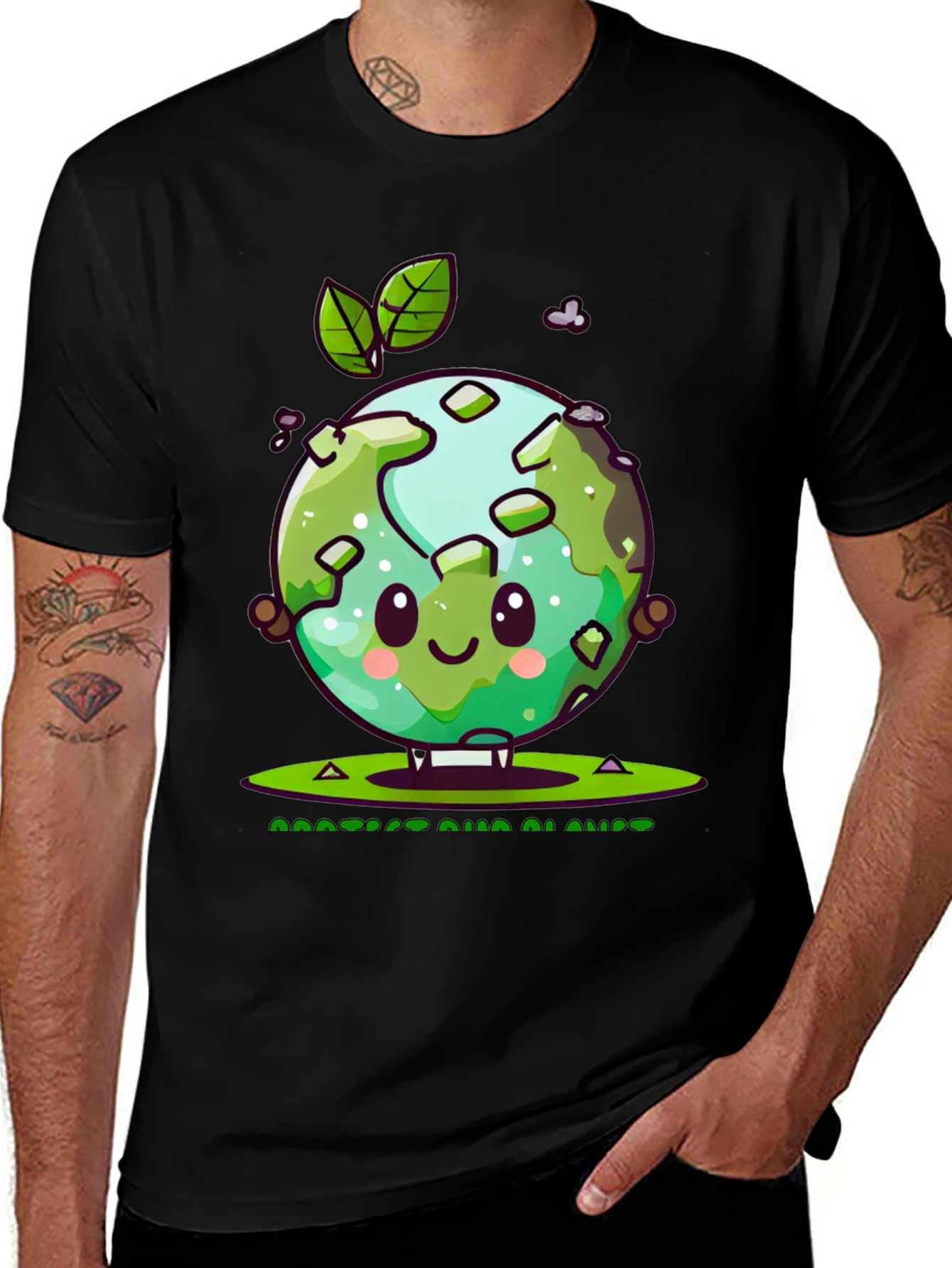 Variant 5 of Cute Earth Graphic Tee - Protect Our Planet