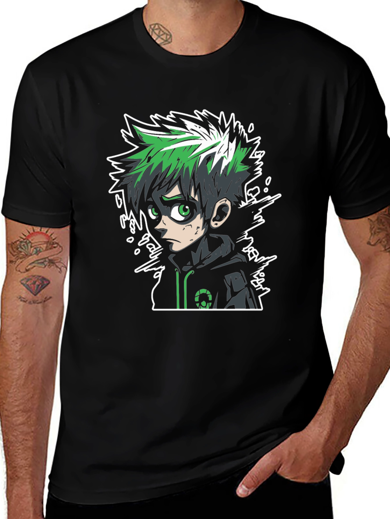 Variant 30 of Anime Style Graphic Tee - Black Cotton