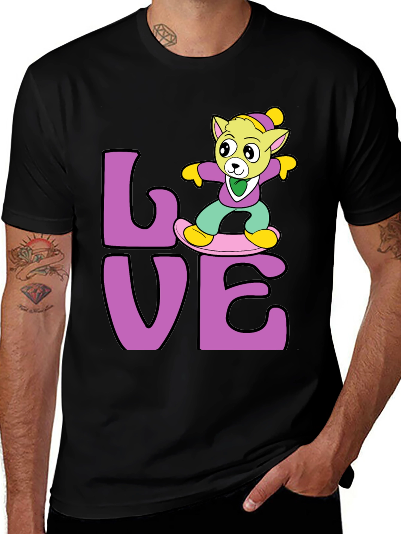 Variant 22 of Cartoon Bear Snowboarder Graphic Tee - Love