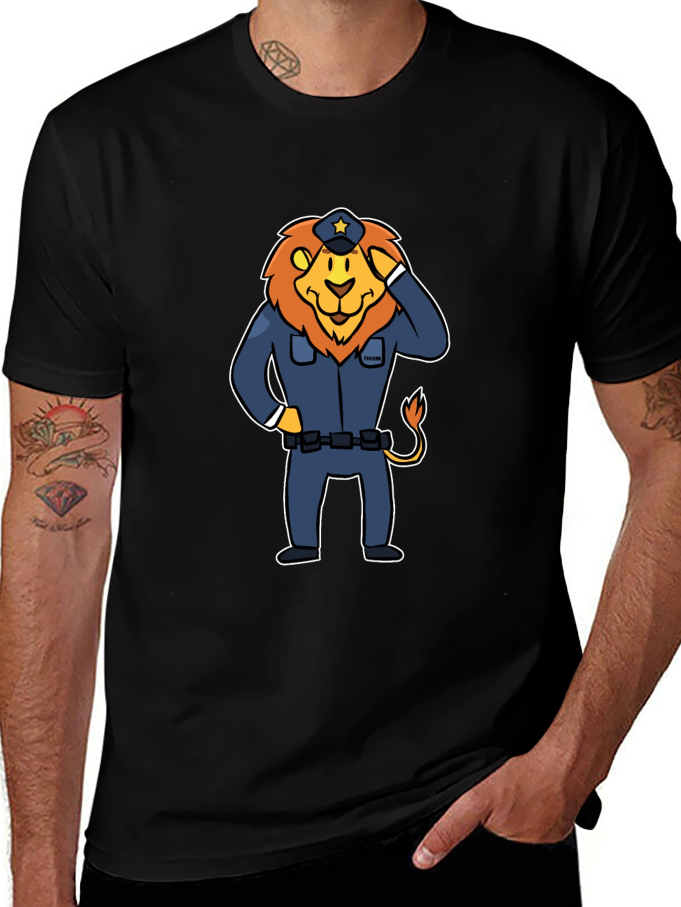 Variant 6 of Lion Police Officer T-Shirt - Cartoon Design