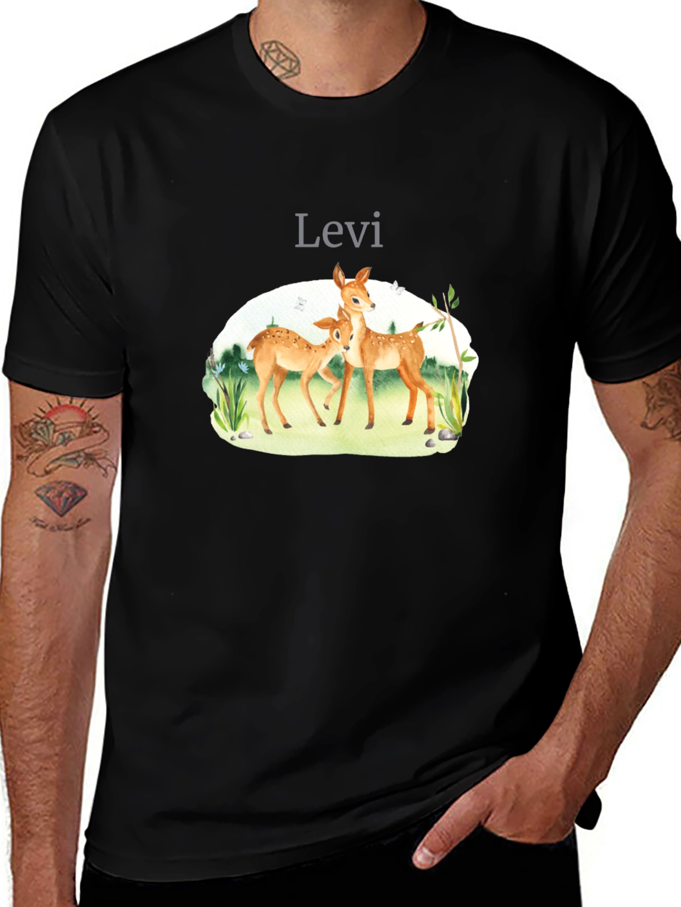 Variant 3 of Levi Deer Graphic Black T-Shirt