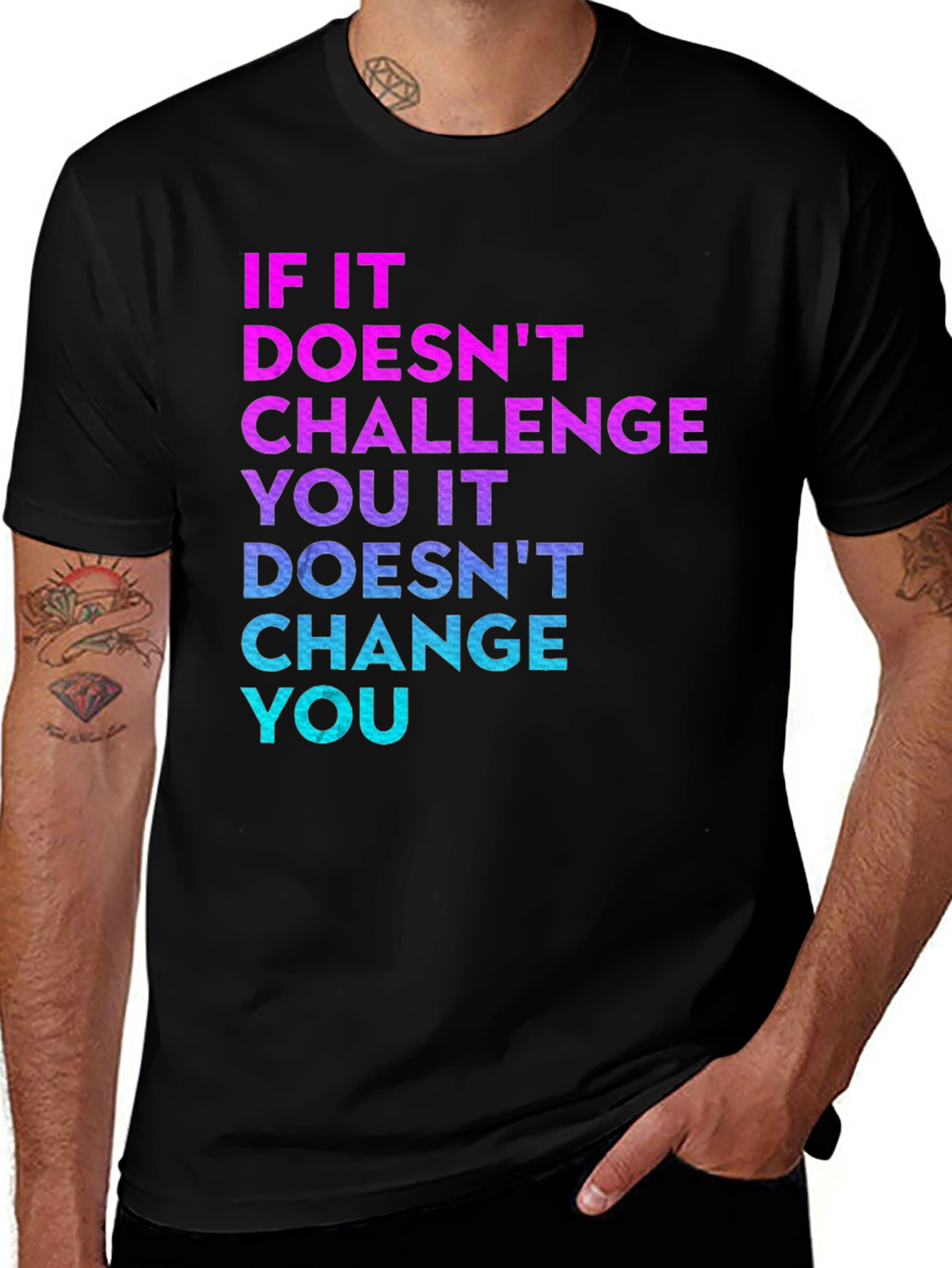 Variant 20 of Motivational Quote T-Shirt - If It Doesn't Challenge You...