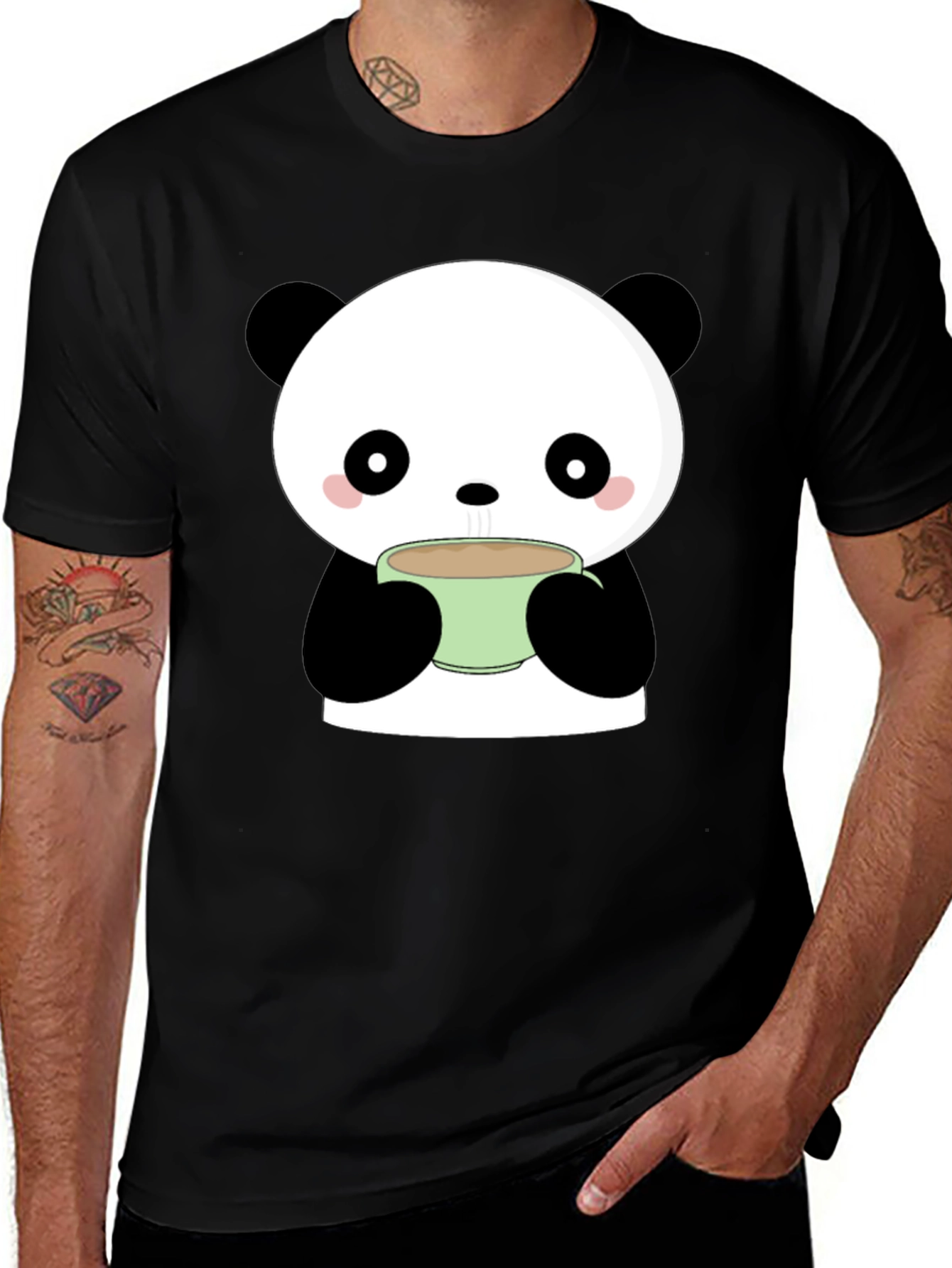 Variant 18 of Cute Panda Drinking Coffee T-Shirt