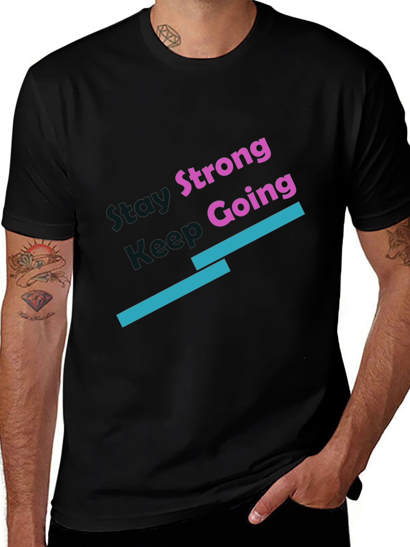 Variant 30 of Stay Strong Keep Going Black T-Shirt