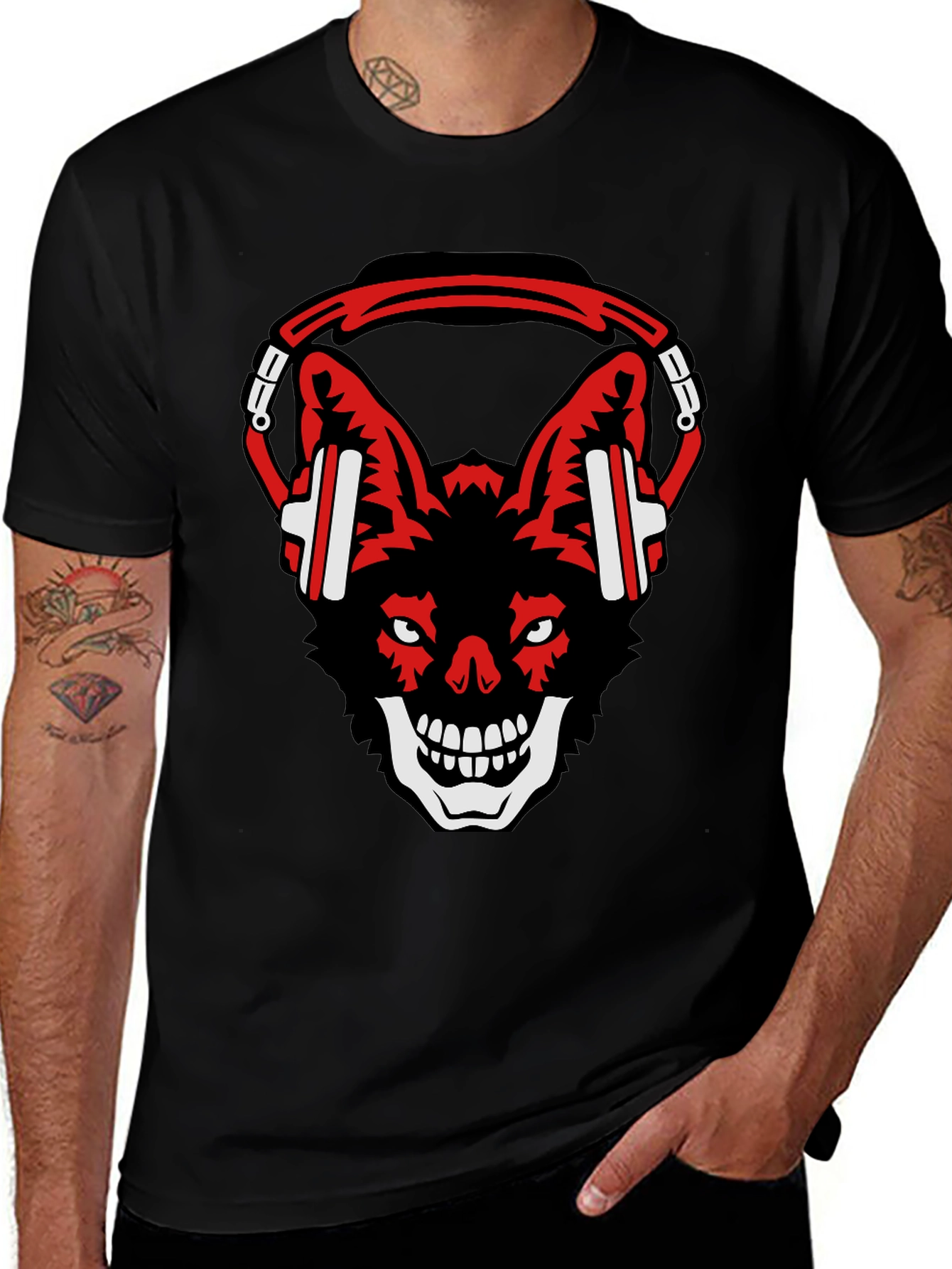 Wolf Skull DJ Headphones T-Shirt