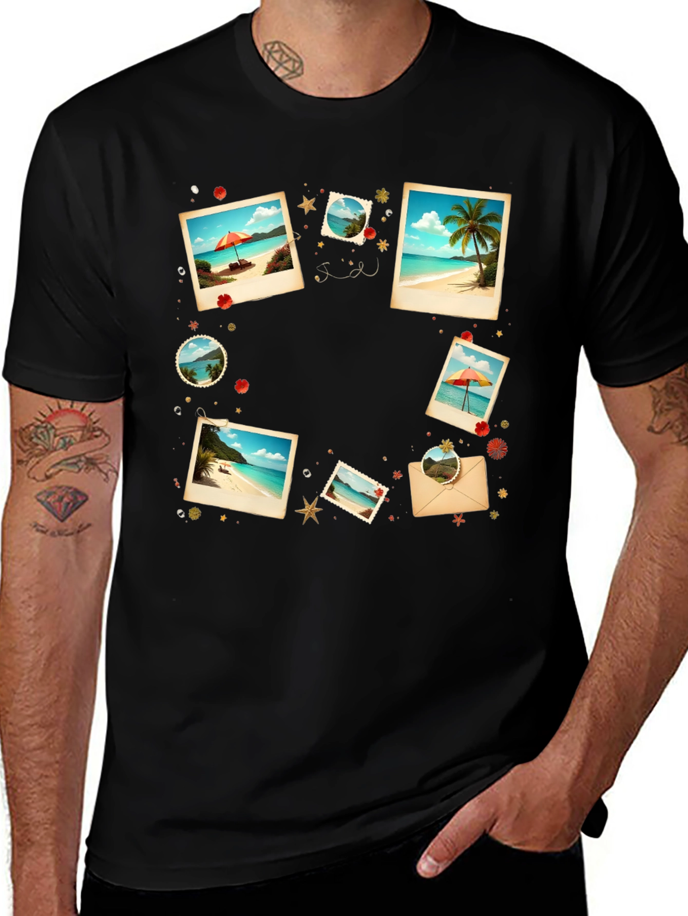 Variant 2 of Tropical Photo Print Black T-Shirt