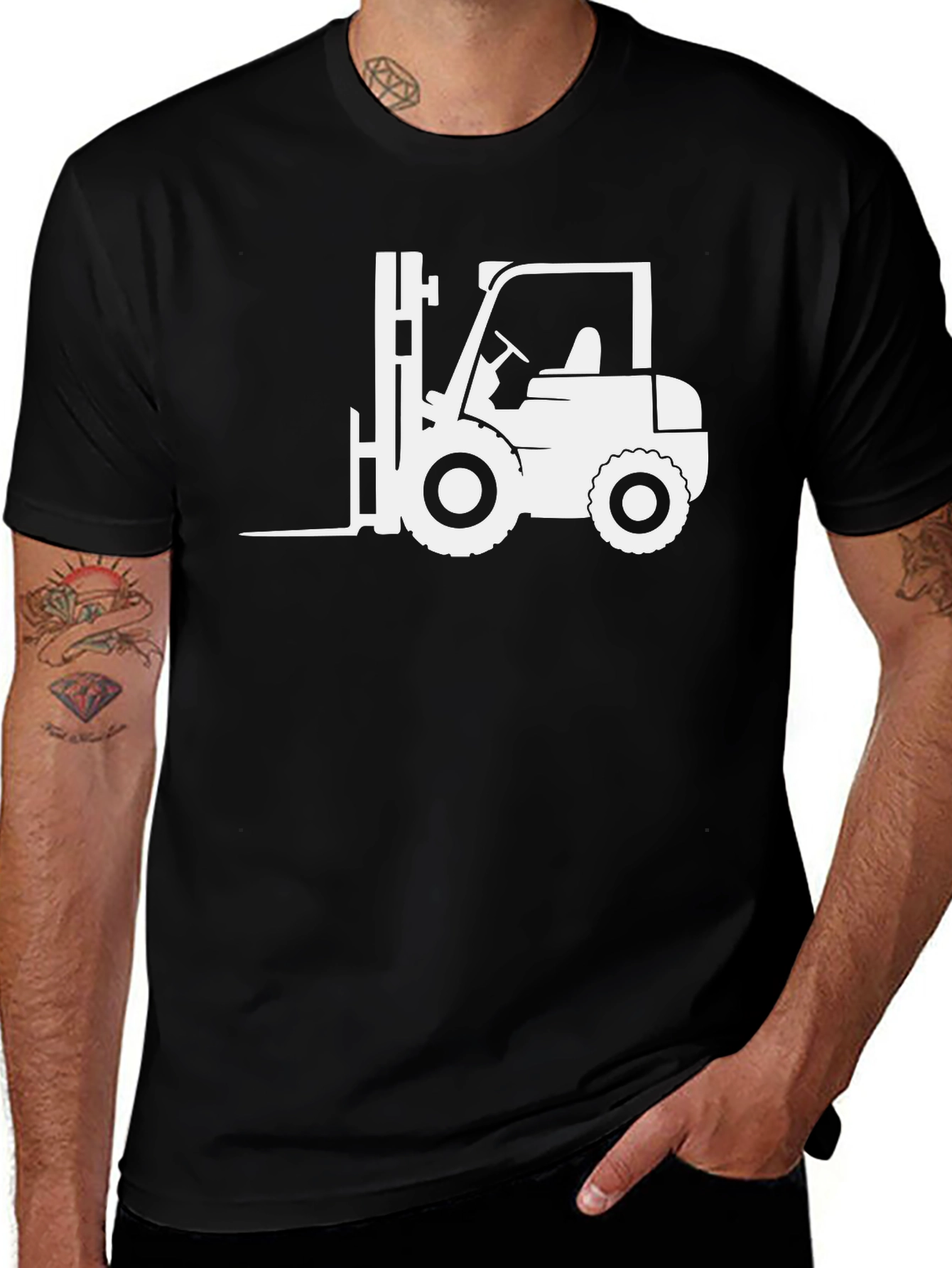 Black Forklift Graphic Tee - Cool Operator Shirt main image
