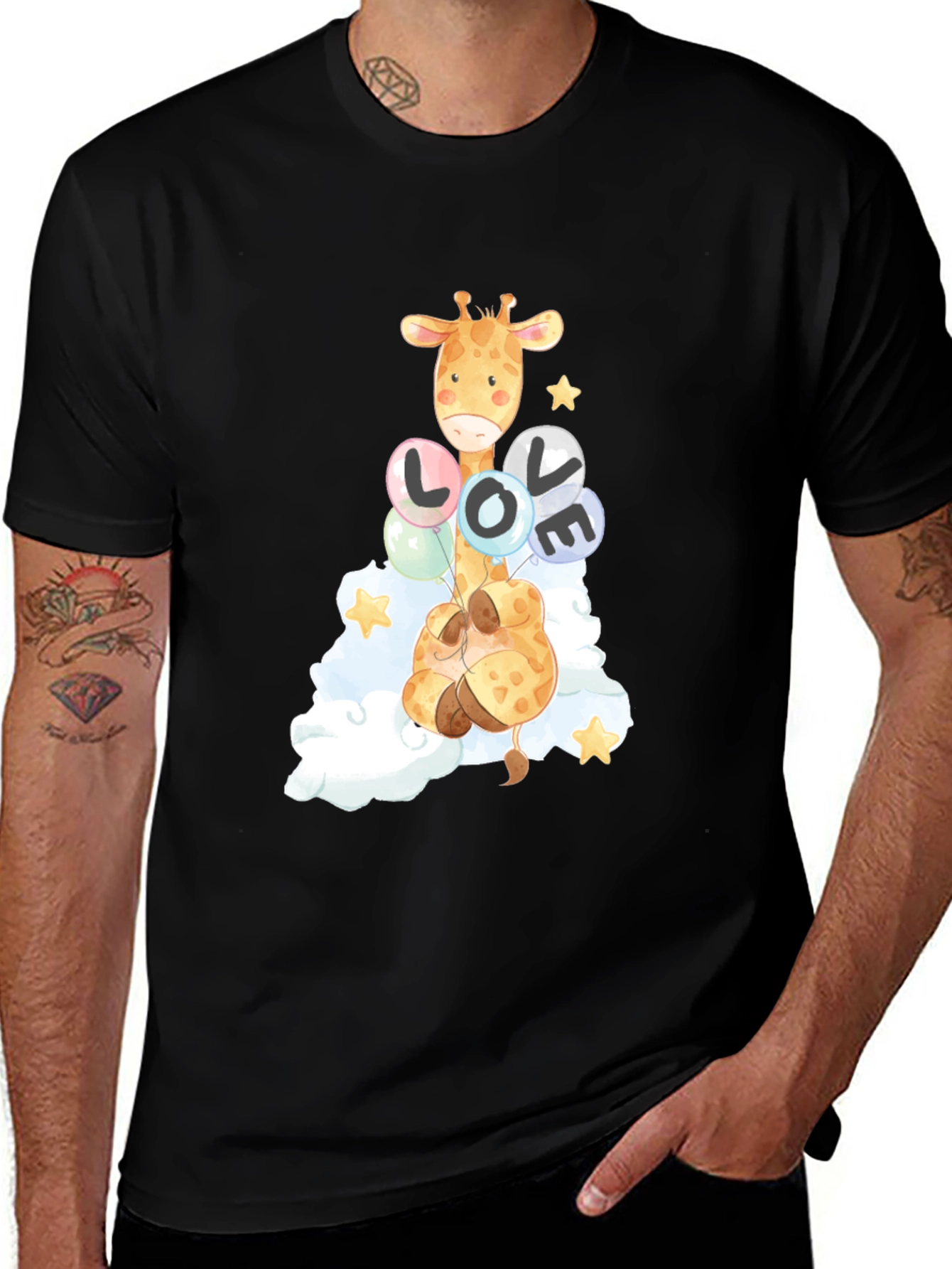 Variant 11 of Giraffe Love Balloons Graphic Tee