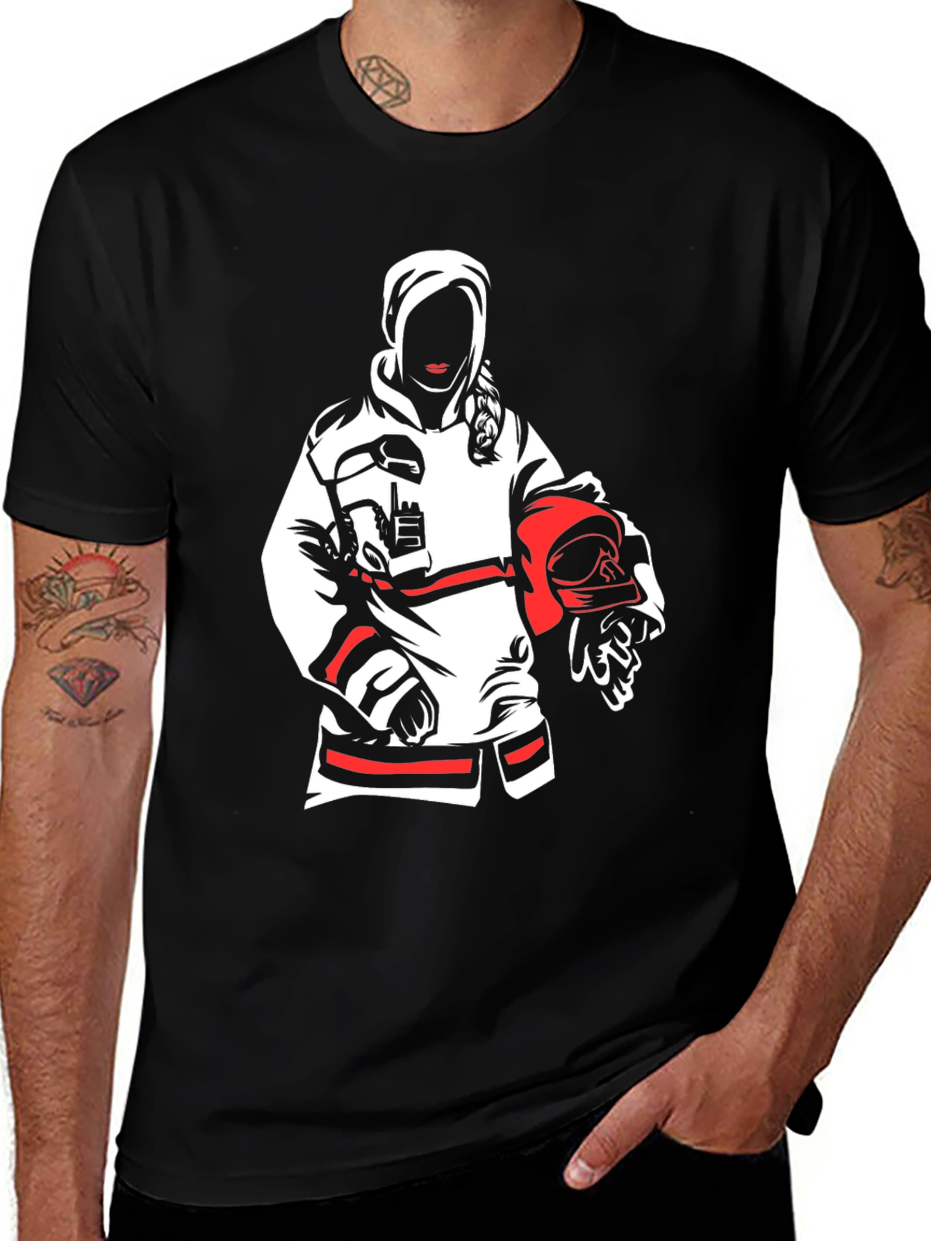 Variant 22 of Hockey Player Graphic Tee - Black
