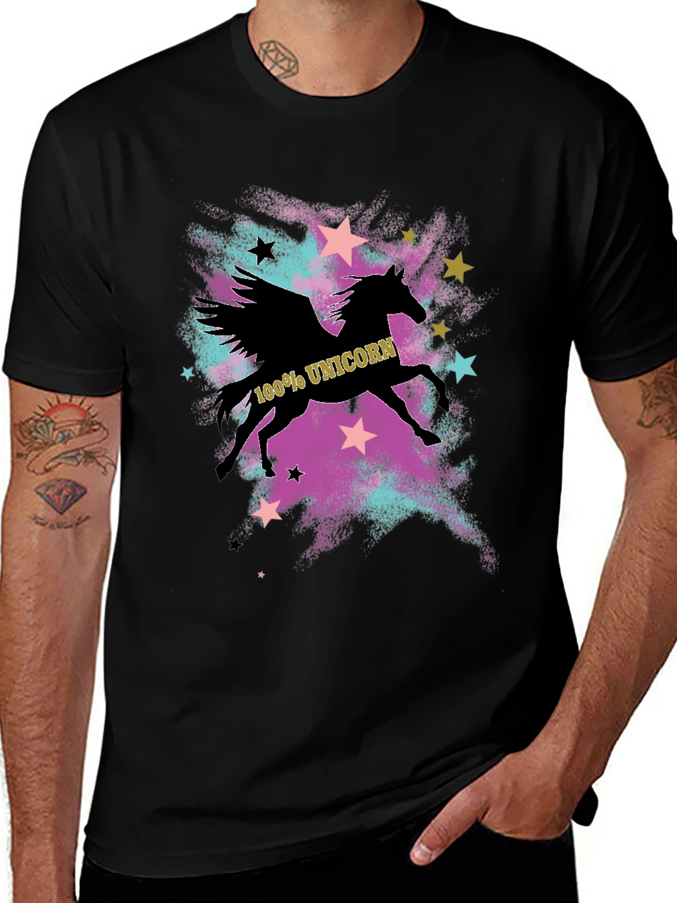 Unicorn Stars Black Graphic Tee