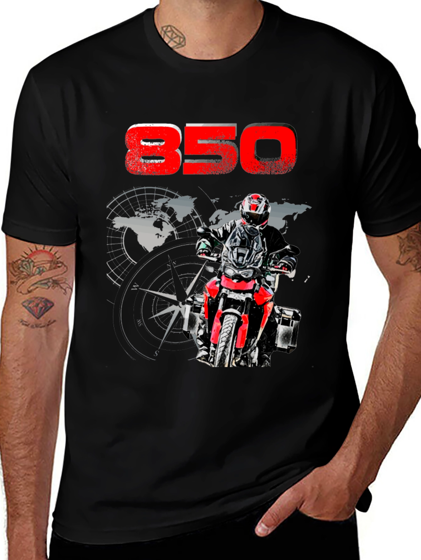 Variant 5 of 850 Motorcycle Adventure T-Shirt - Rider's Compass
