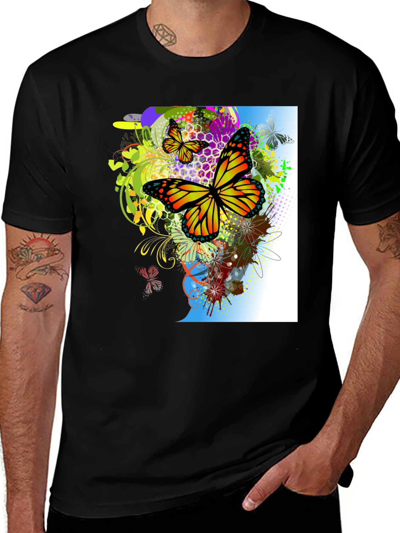 Black Butterfly Graphic Black T-Shirt main image