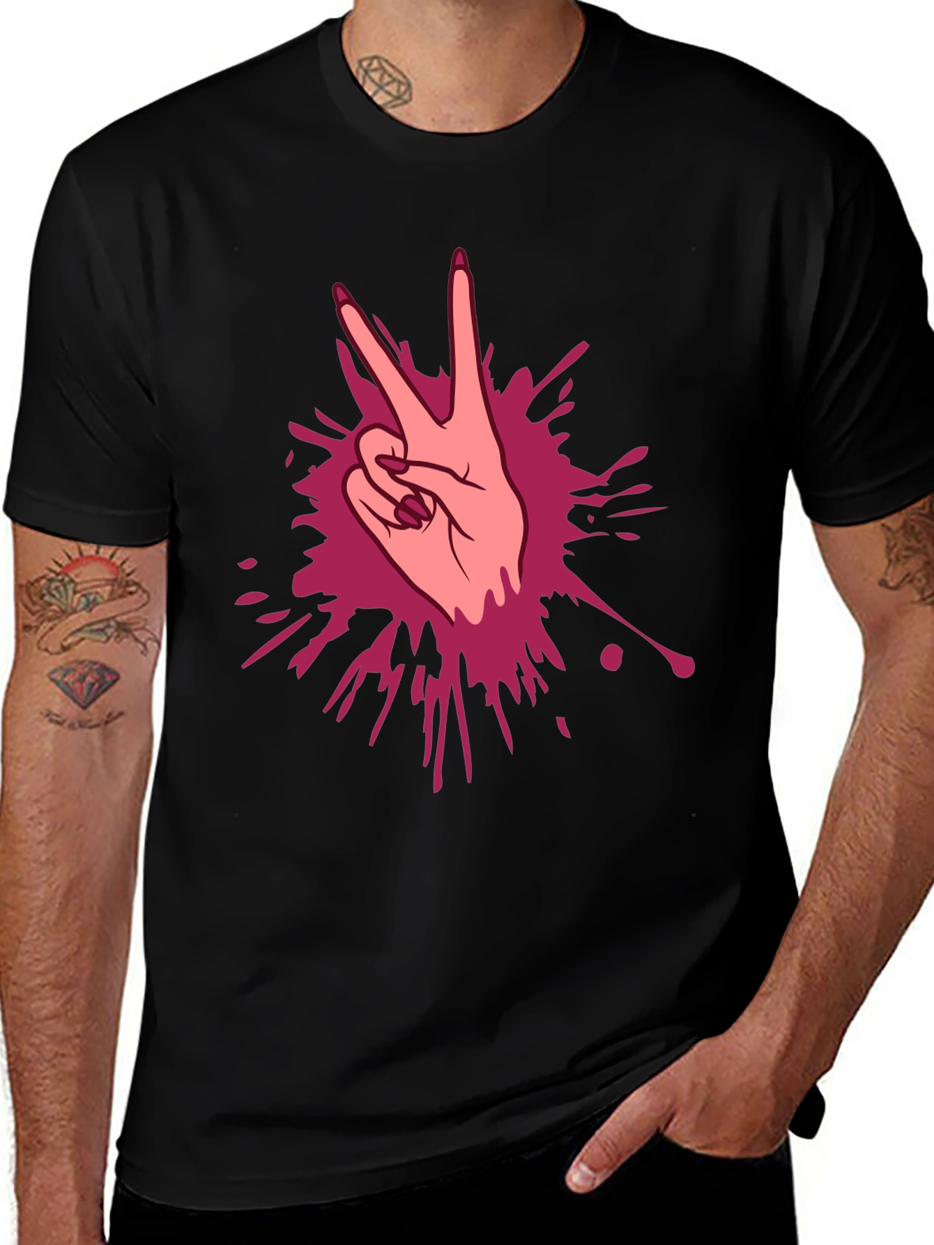 Variant 25 of Peace Sign Hand Graphic T-Shirt