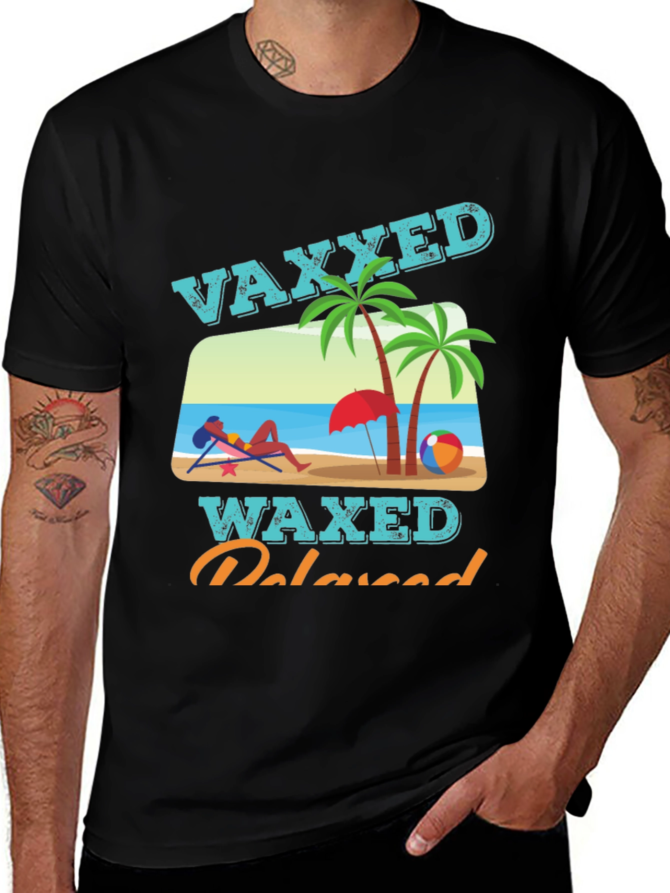Variant 26 of Vaxxed, Waxed, Relaxed T-Shirt - Summer Beach Vacation