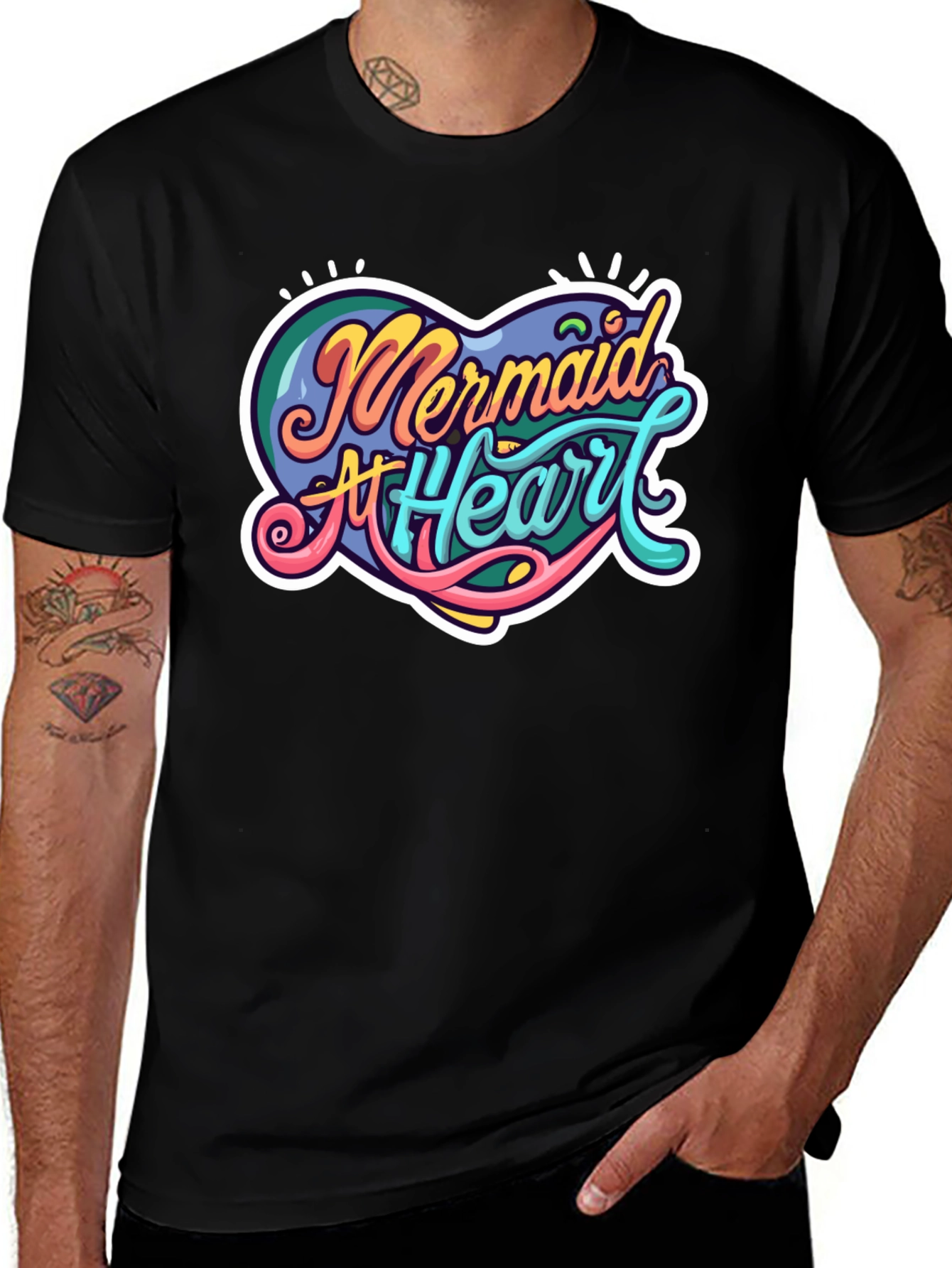 Variant 16 of Mermaid At Heart Graphic Black T-Shirt