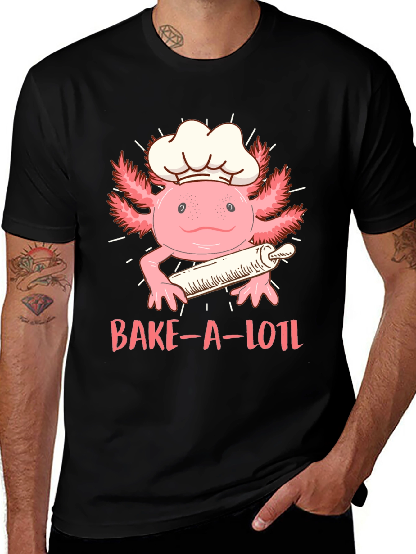 Variant 15 of Bake-A-Lotl T-Shirt - Axolotl Baking Tee