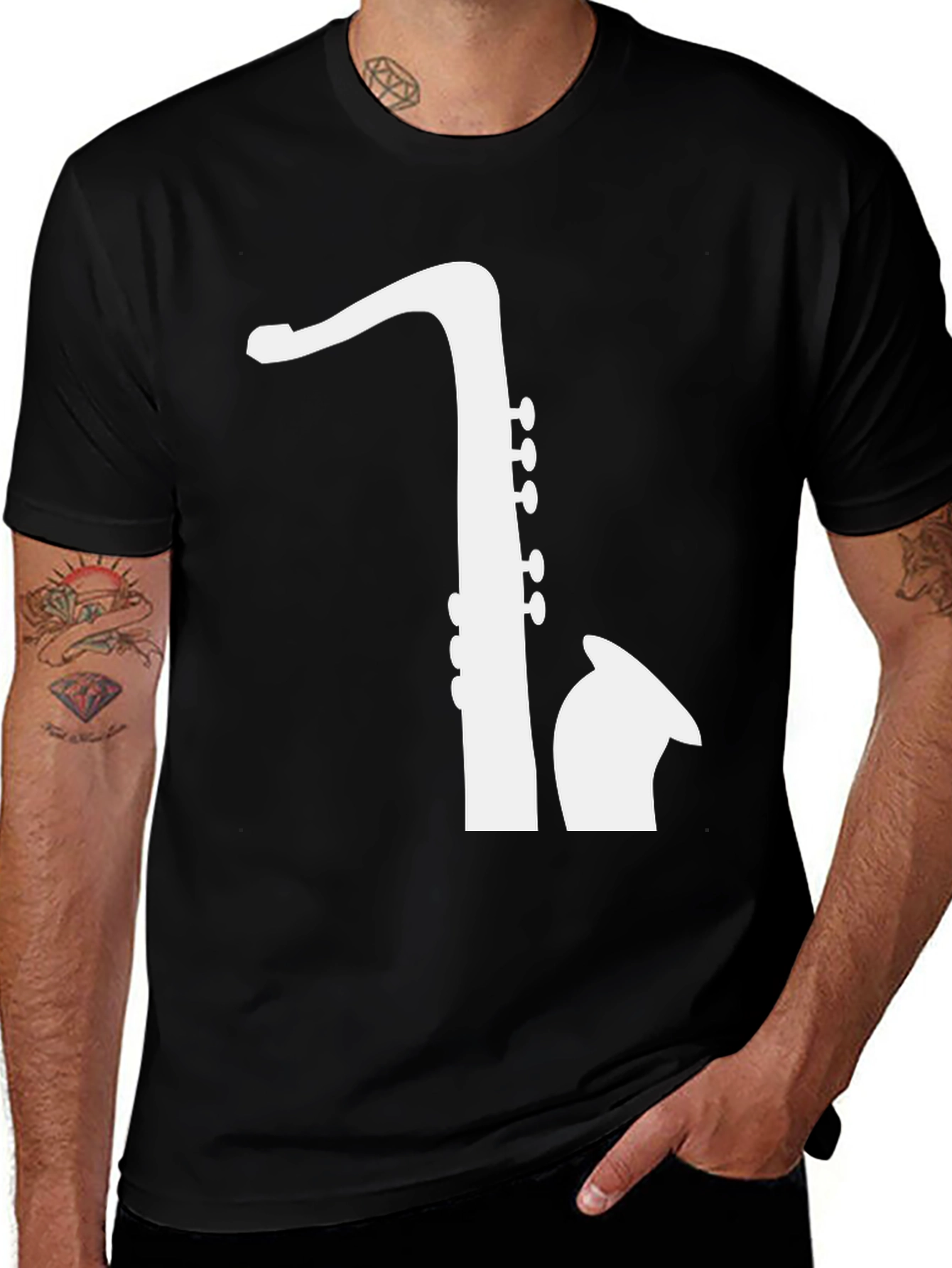 Variant 15 of Saxophone Graphic Tee - Musician's Black T-Shirt