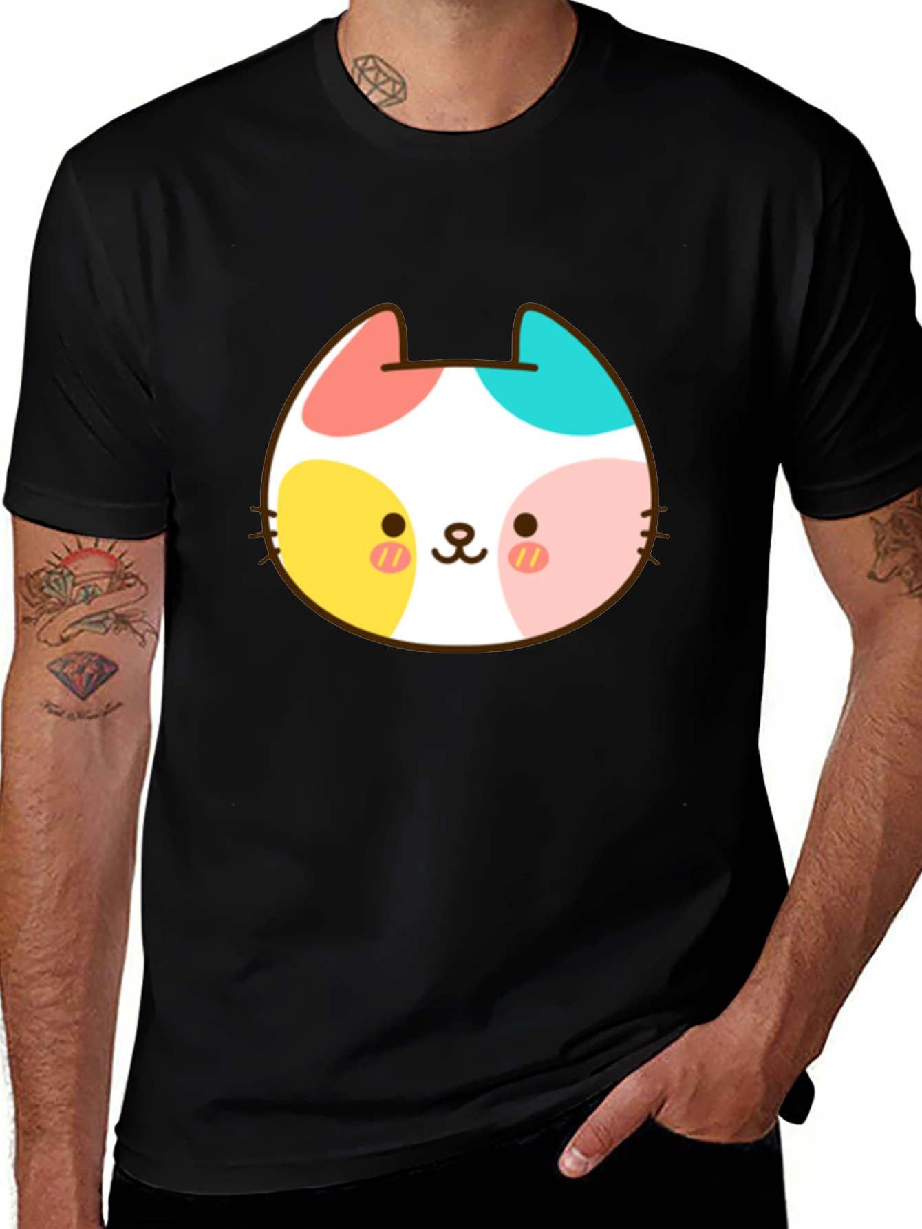 Variant 22 of Kawaii Cat Graphic Tee - Soft Cotton Blend Comfort