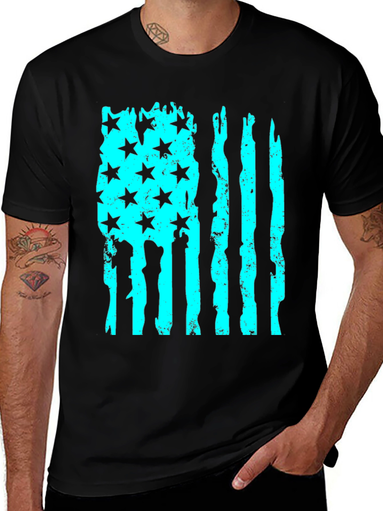 Variant 16 of Distressed American Flag Graphic Tee