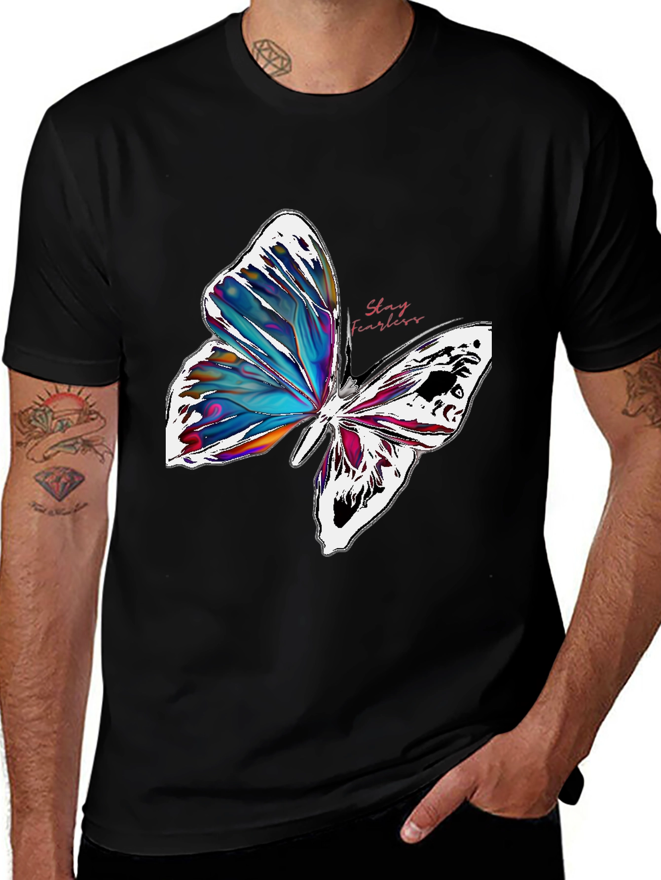 Variant 10 of Stay Fearless Butterfly Graphic T-Shirt - Black