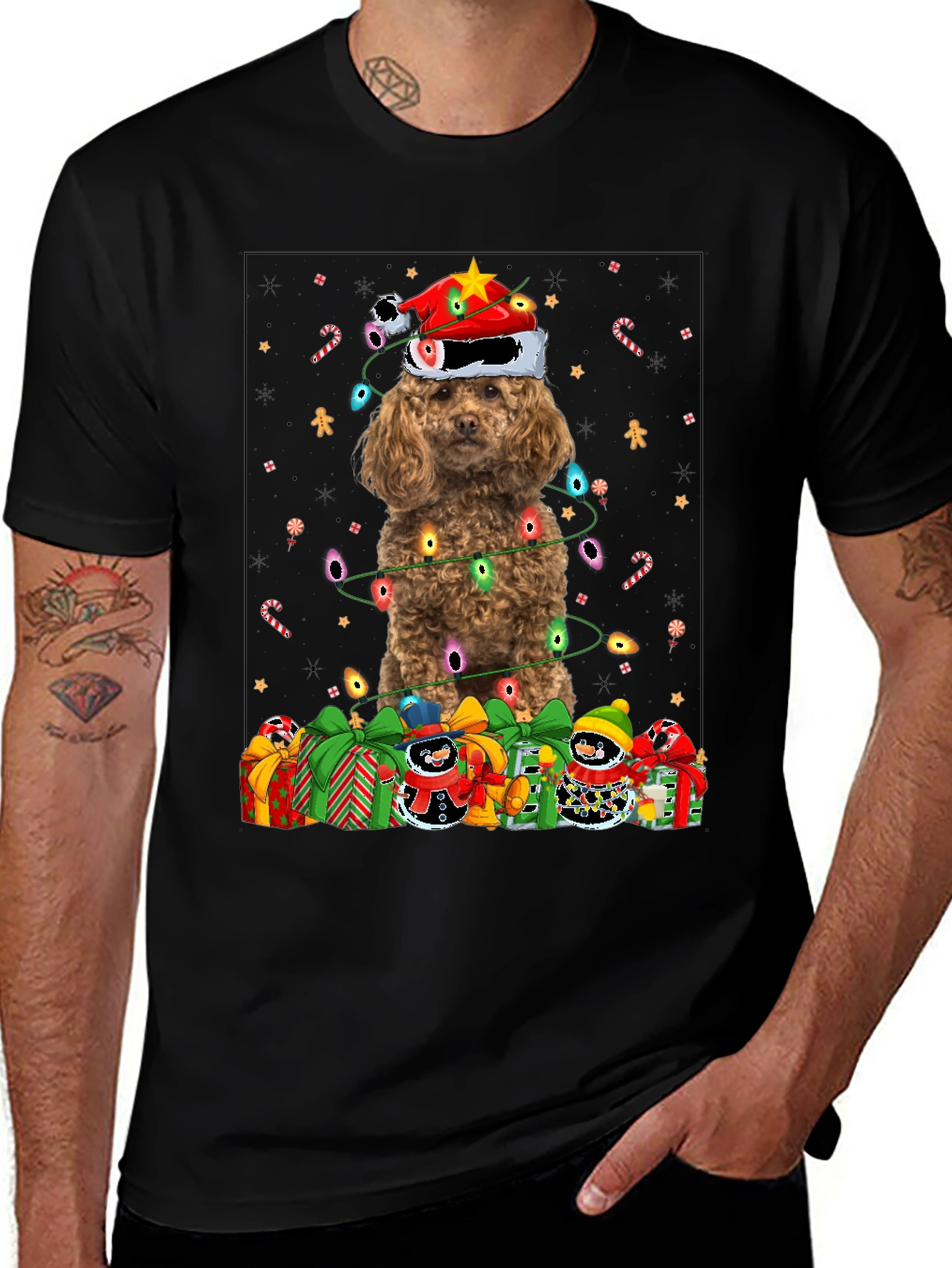Festive Poodle Christmas T-Shirt