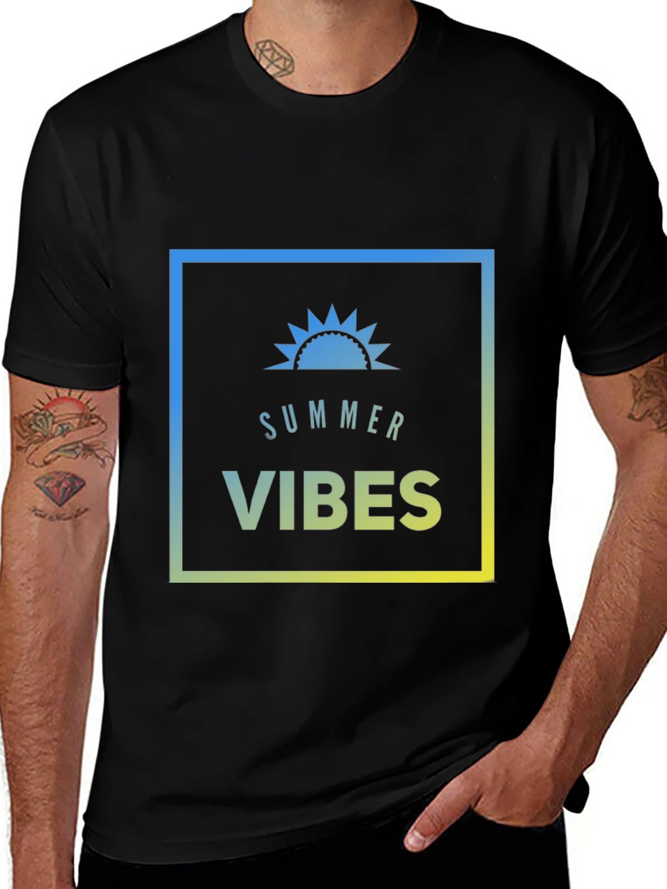 Variant 6 of Summer Vibes Graphic Tee - Men's Black T-Shirt