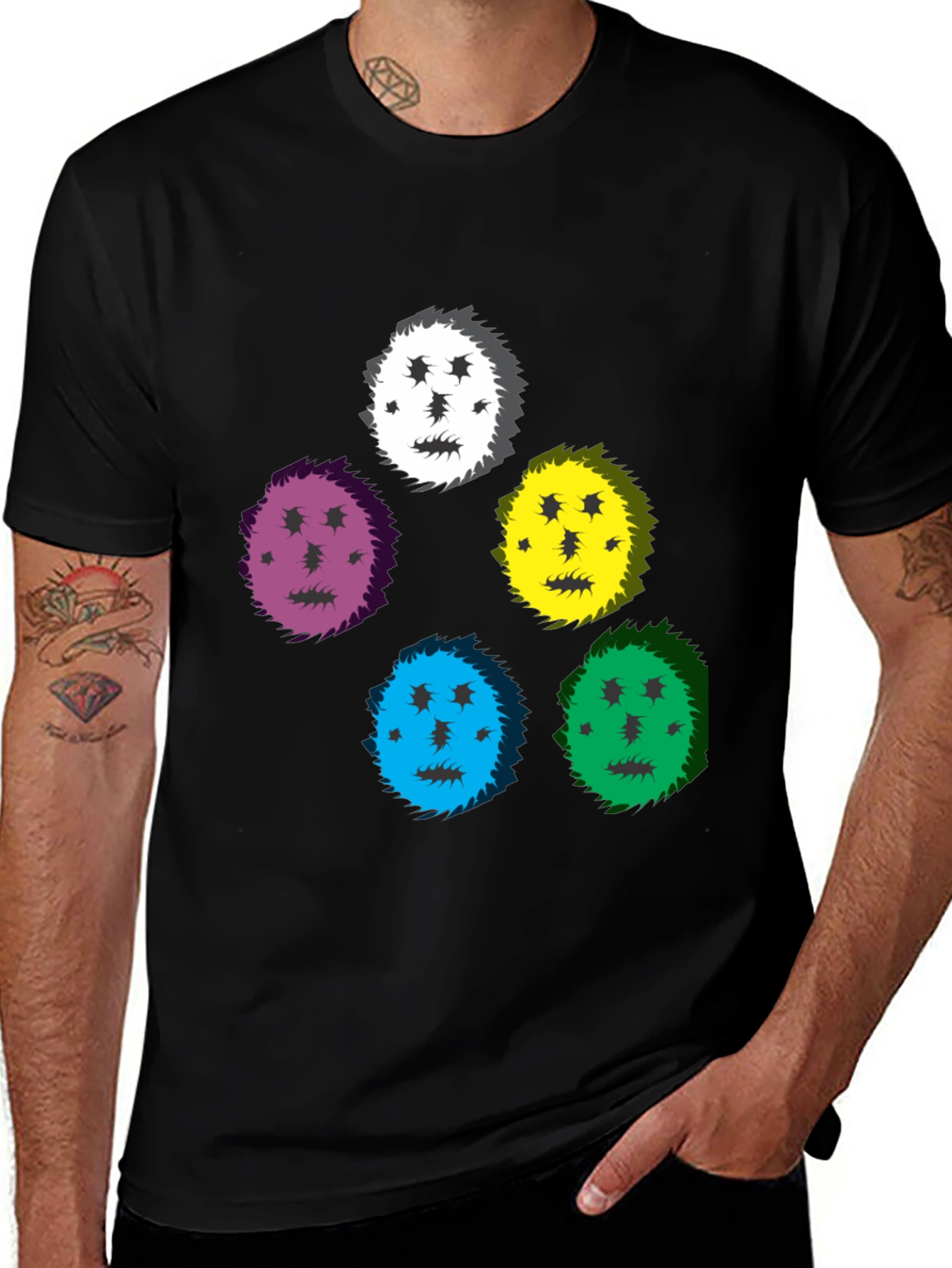 Variant 29 of Funky Faces Black T-Shirt