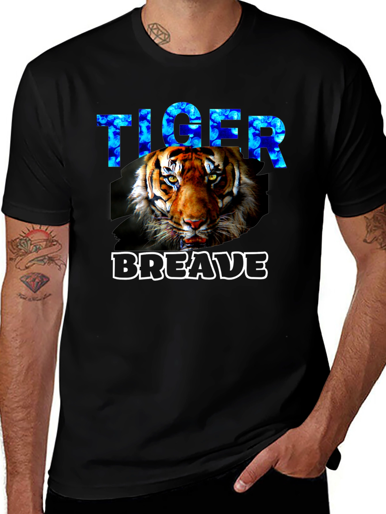 Variant 4 of Tiger Brave Graphic T-Shirt - Black
