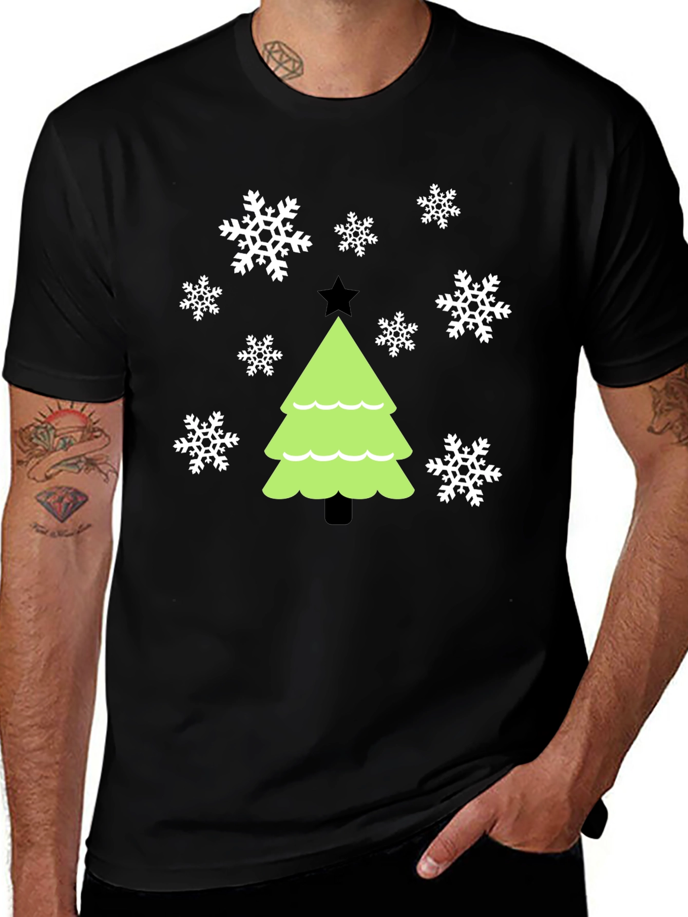 Festive Christmas Tree Snowflake Graphic Tee