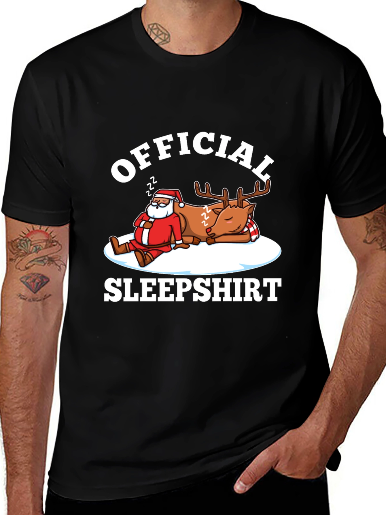 Variant 10 of Official Sleepshirt: Santa & Reindeer Relaxing Tee