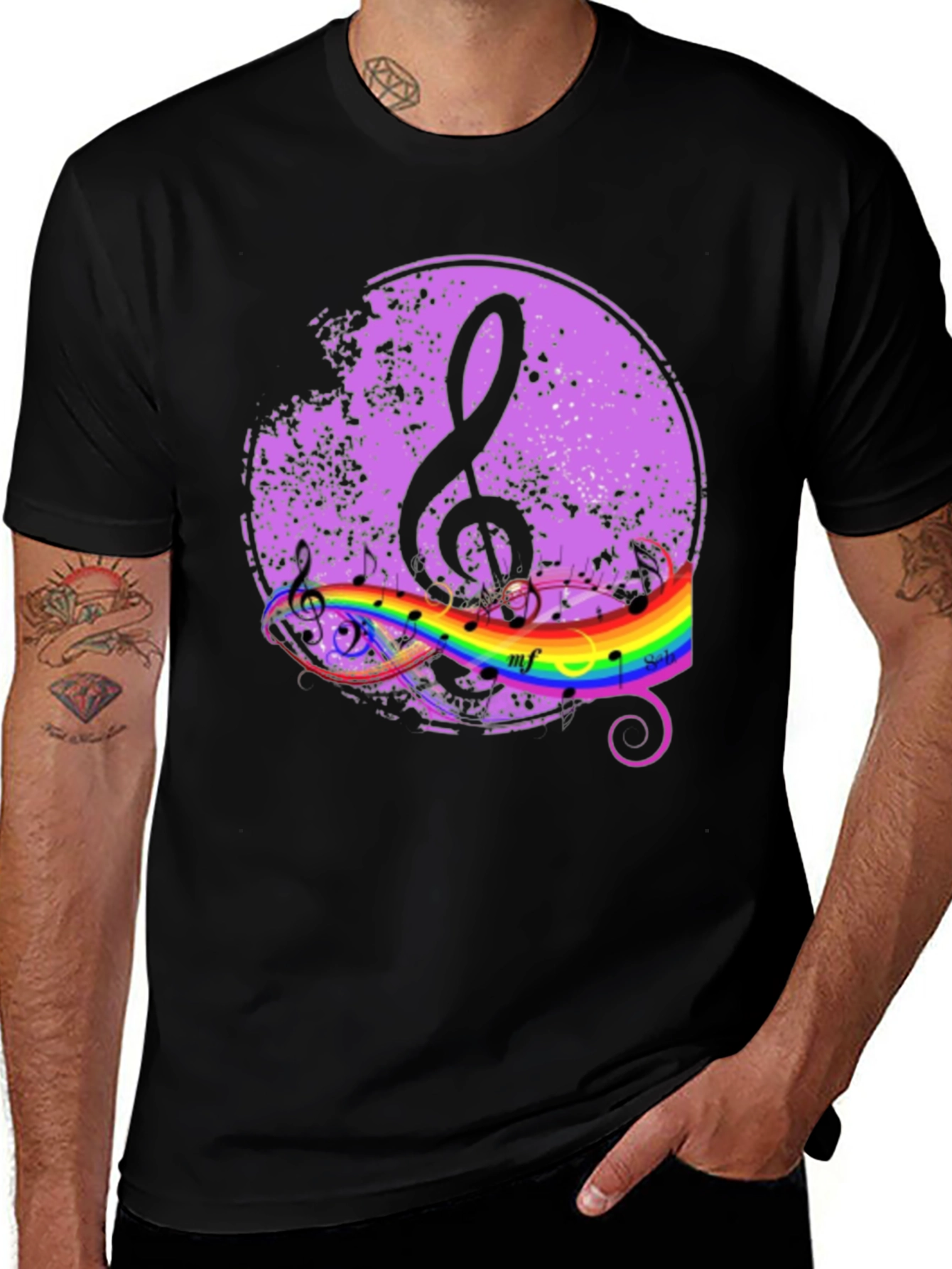 Variant 6 of Musical Rainbow Treble Clef T-Shirt