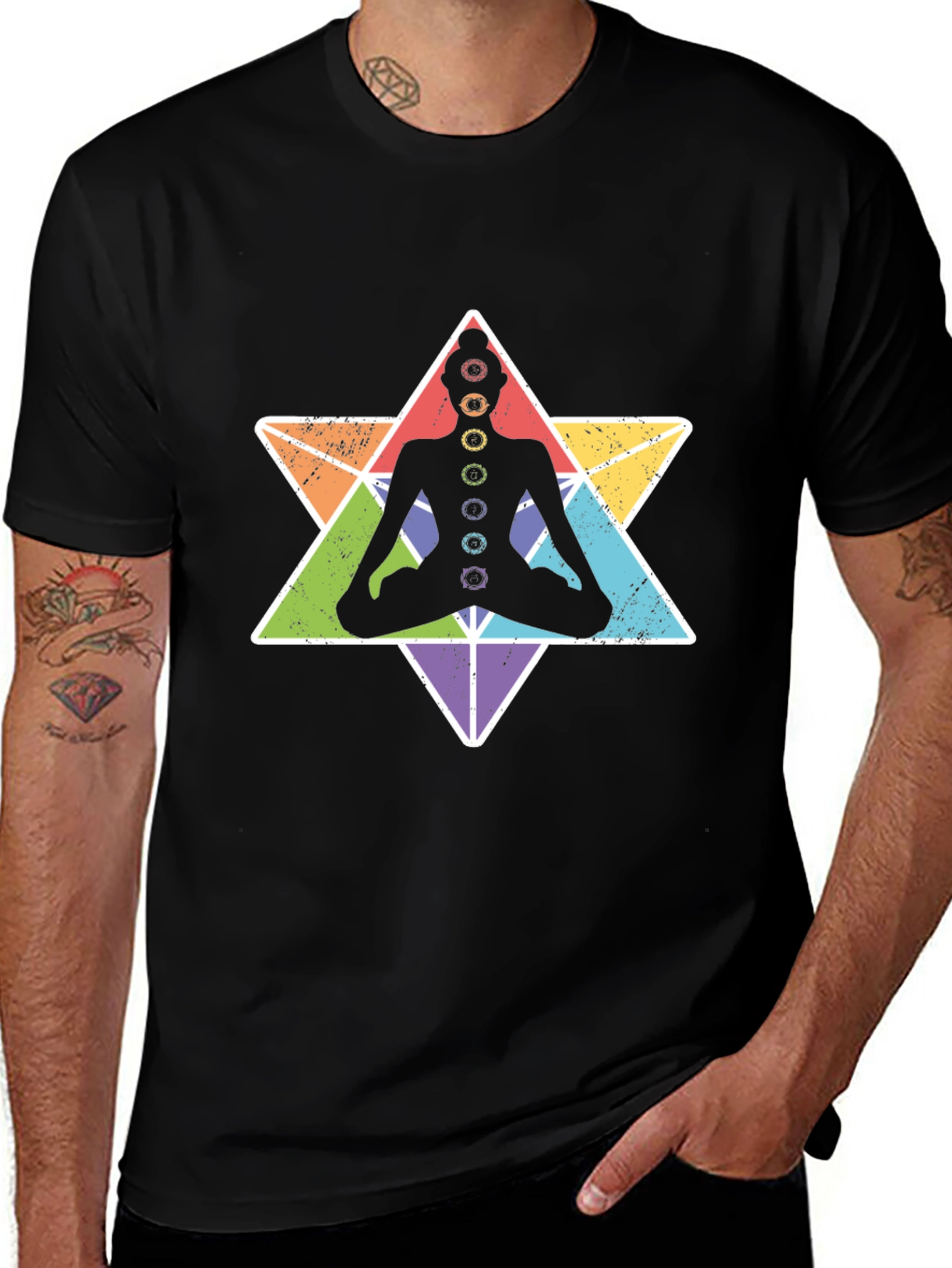 Variant 26 of Yoga Chakra Star T-Shirt - Men's Meditative Graphic Tee