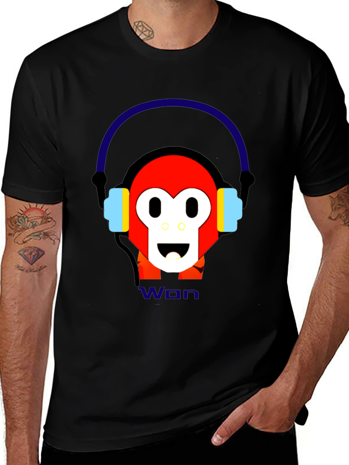 Variant 11 of Monkey DJ Graphic Tee - Black Cotton T-Shirt