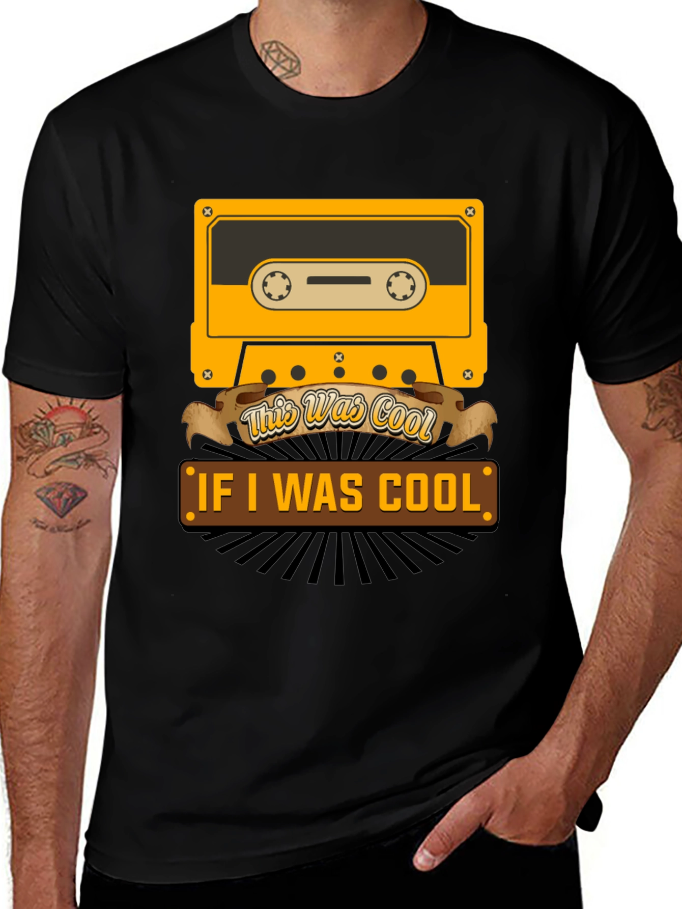 Variant 9 of Retro Cassette Tape T-Shirt - "This Was Cool/If I Was Cool"