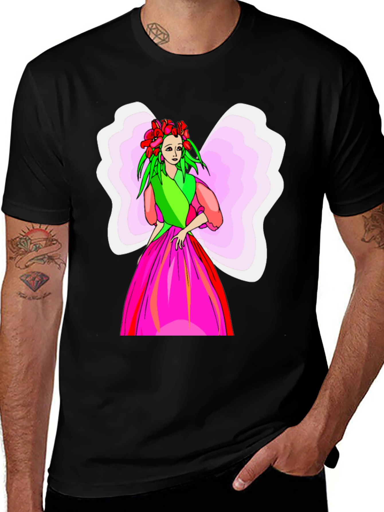 Variant 27 of Fairy Graphic Tee - Black Cotton T-Shirt