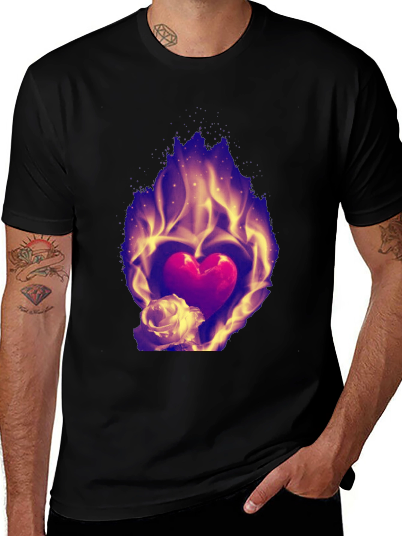 Variant 20 of Fiery Heart Graphic T-Shirt - Bold Style