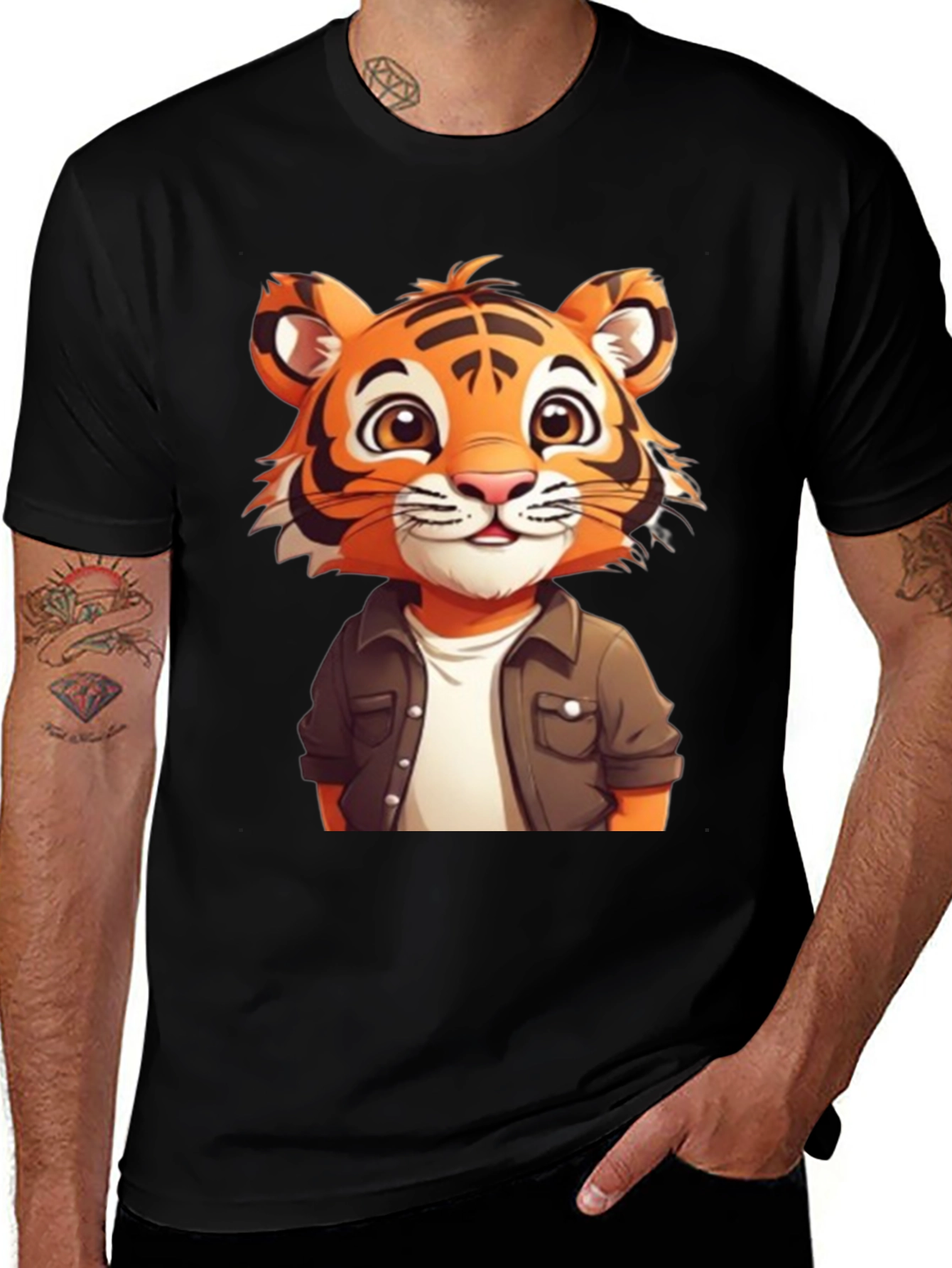 Variant 8 of Cute Tiger Graphic Black T-Shirt