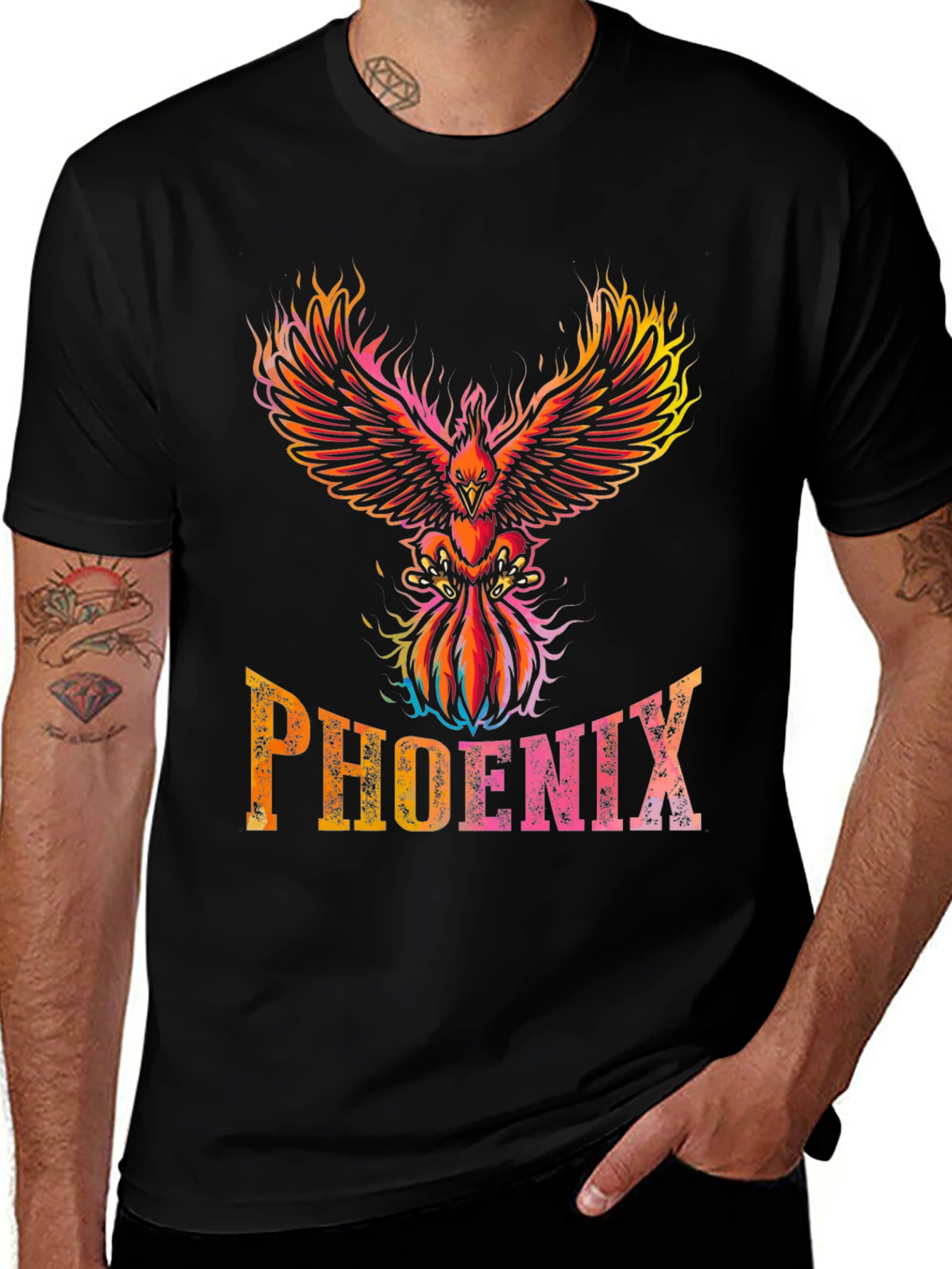 Variant 28 of Phoenix Graphic T-Shirt - Flaming Bird Design