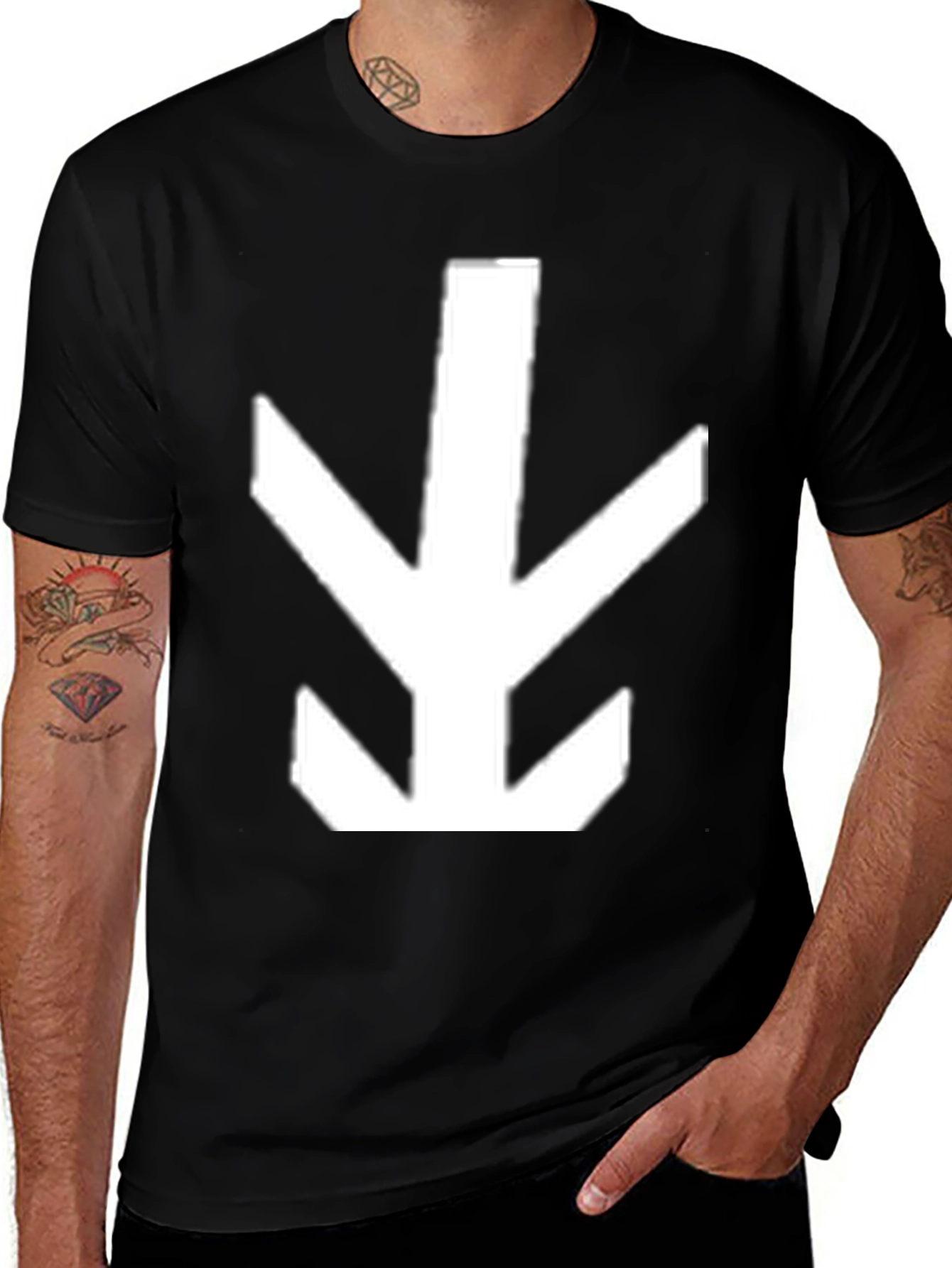 Variant 30 of Geometric Arrow Graphic Tee - Black Cotton Shirt