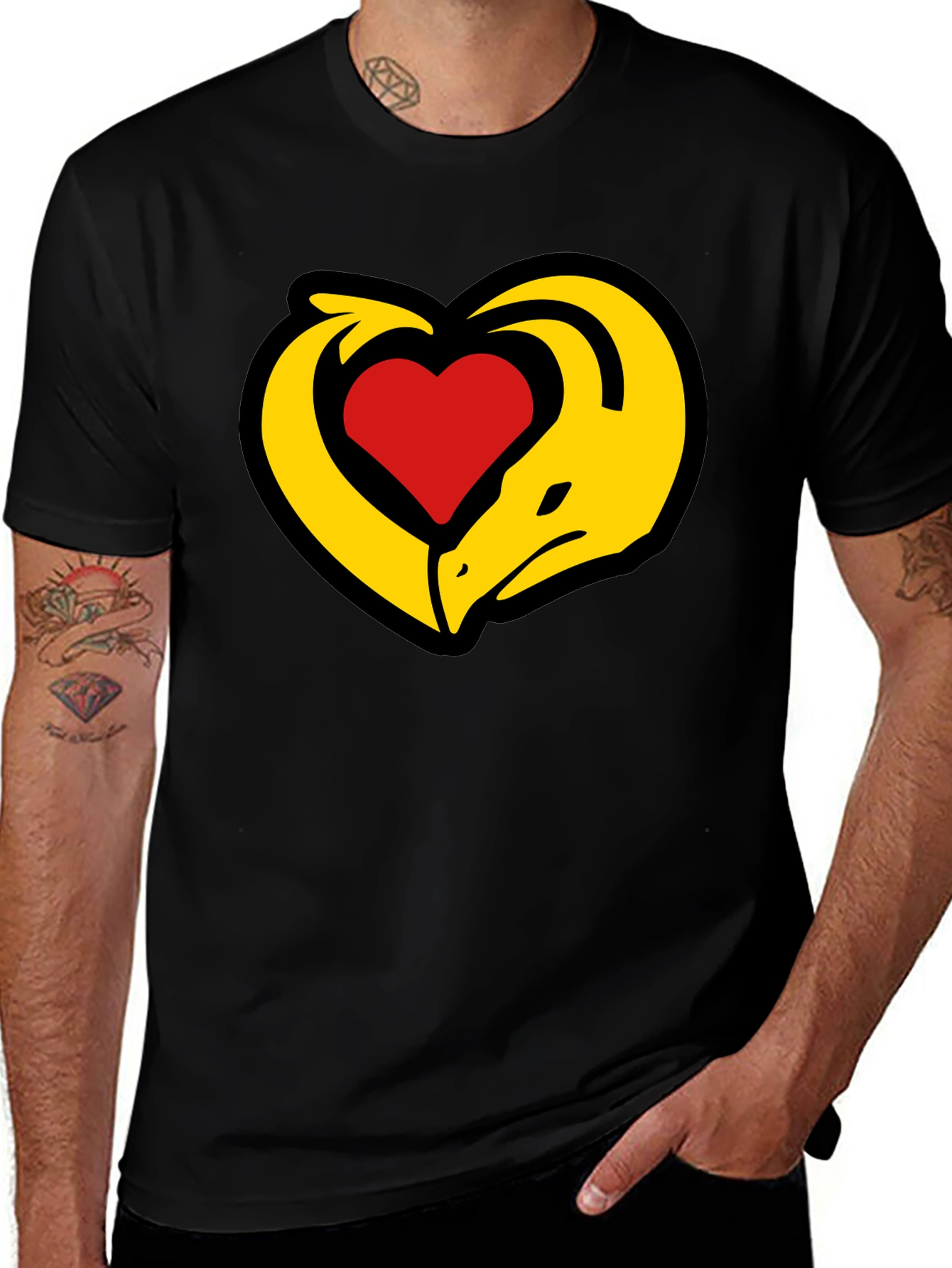 Black Dragon Heart T-Shirt - Black Cotton Tee main image