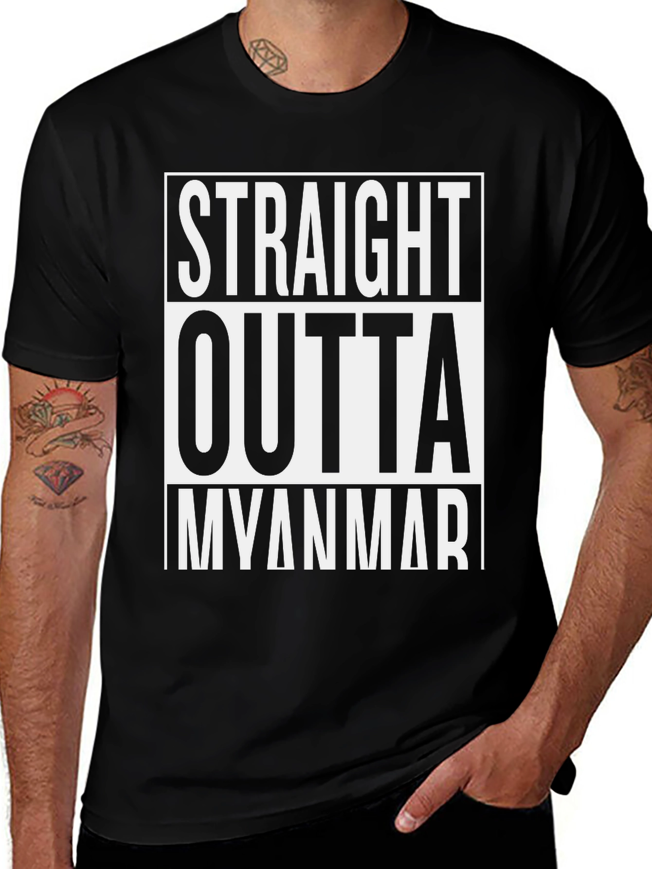 Straight Outta Myanmar Black T-Shirt