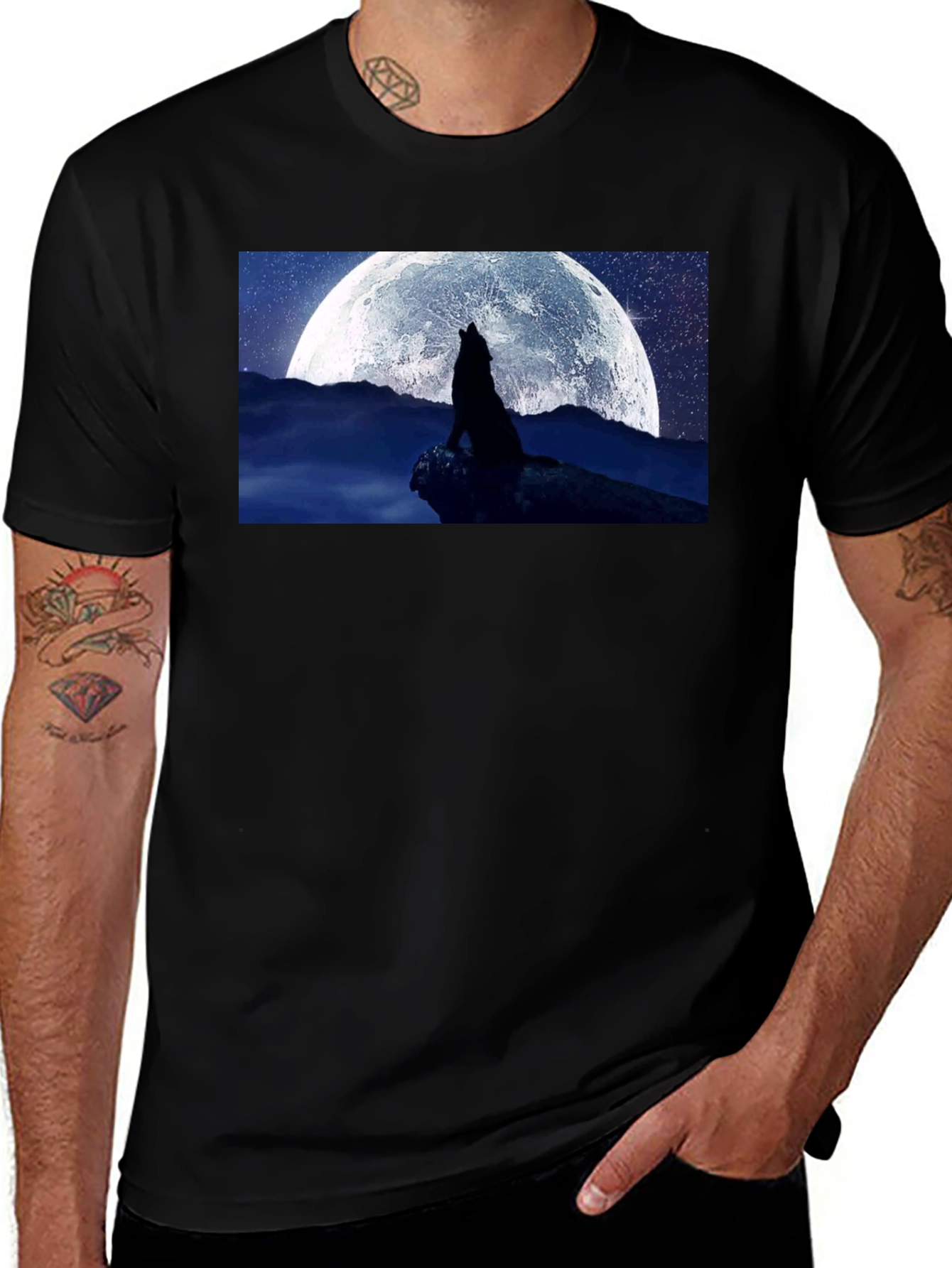 Variant 16 of Wolf Howling at Moon Graphic T-Shirt