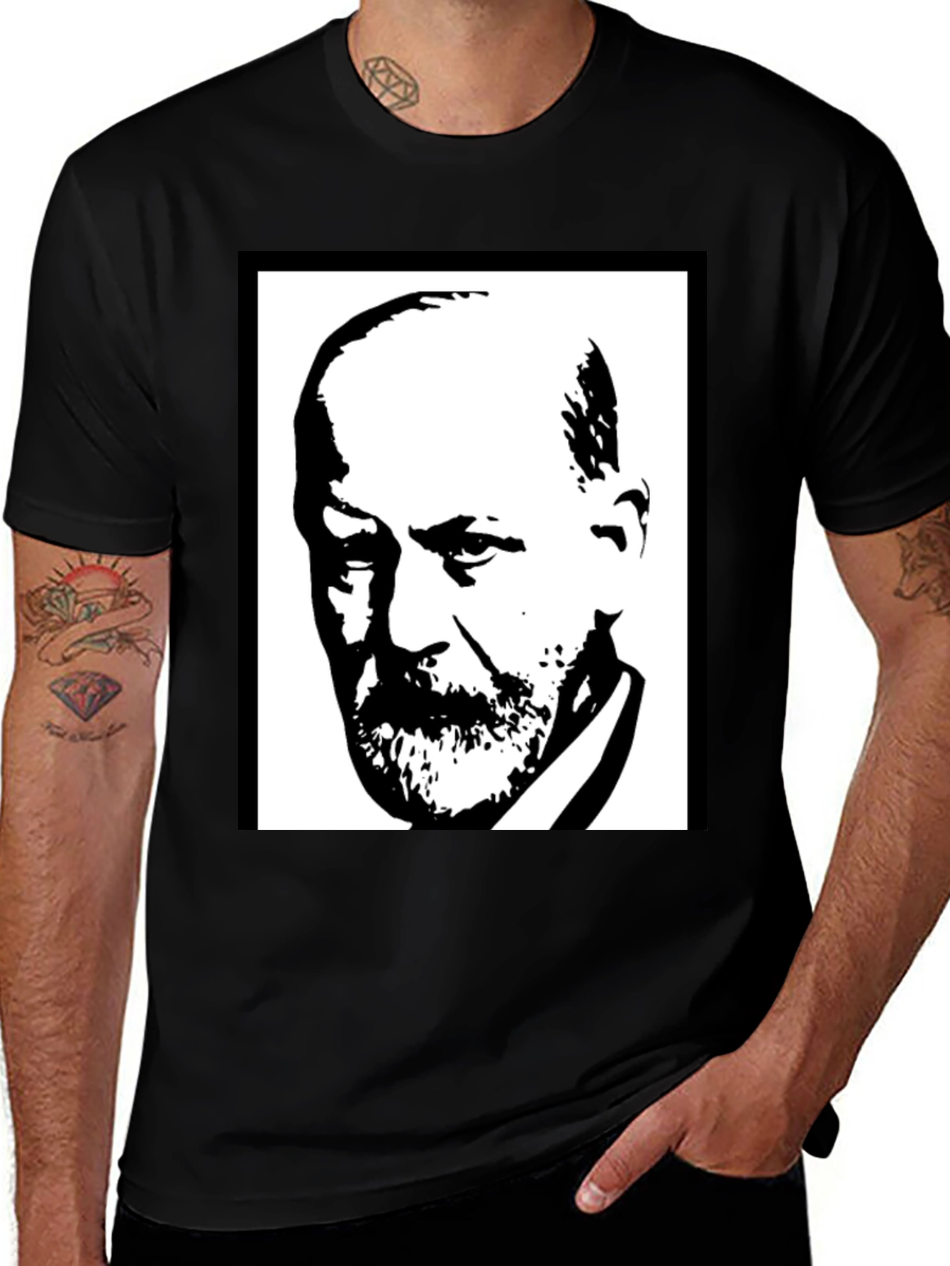 Variant 16 of Sigmund Freud Graphic Tee - Black Cotton T-Shirt