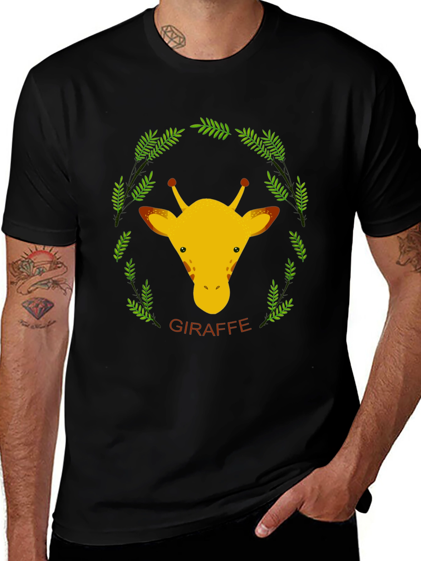 Variant 29 of Giraffe Graphic Black T-Shirt