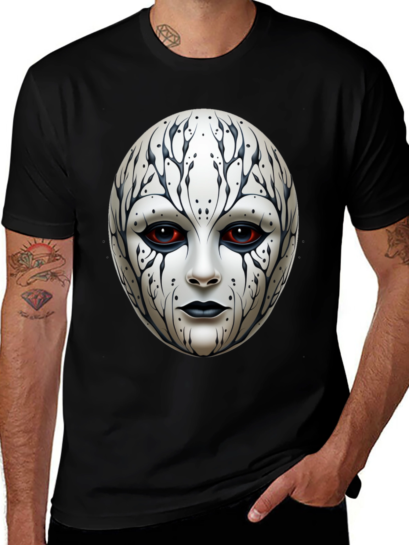 Variant 7 of Mystic Face Graphic Tee - Black Cotton Blend