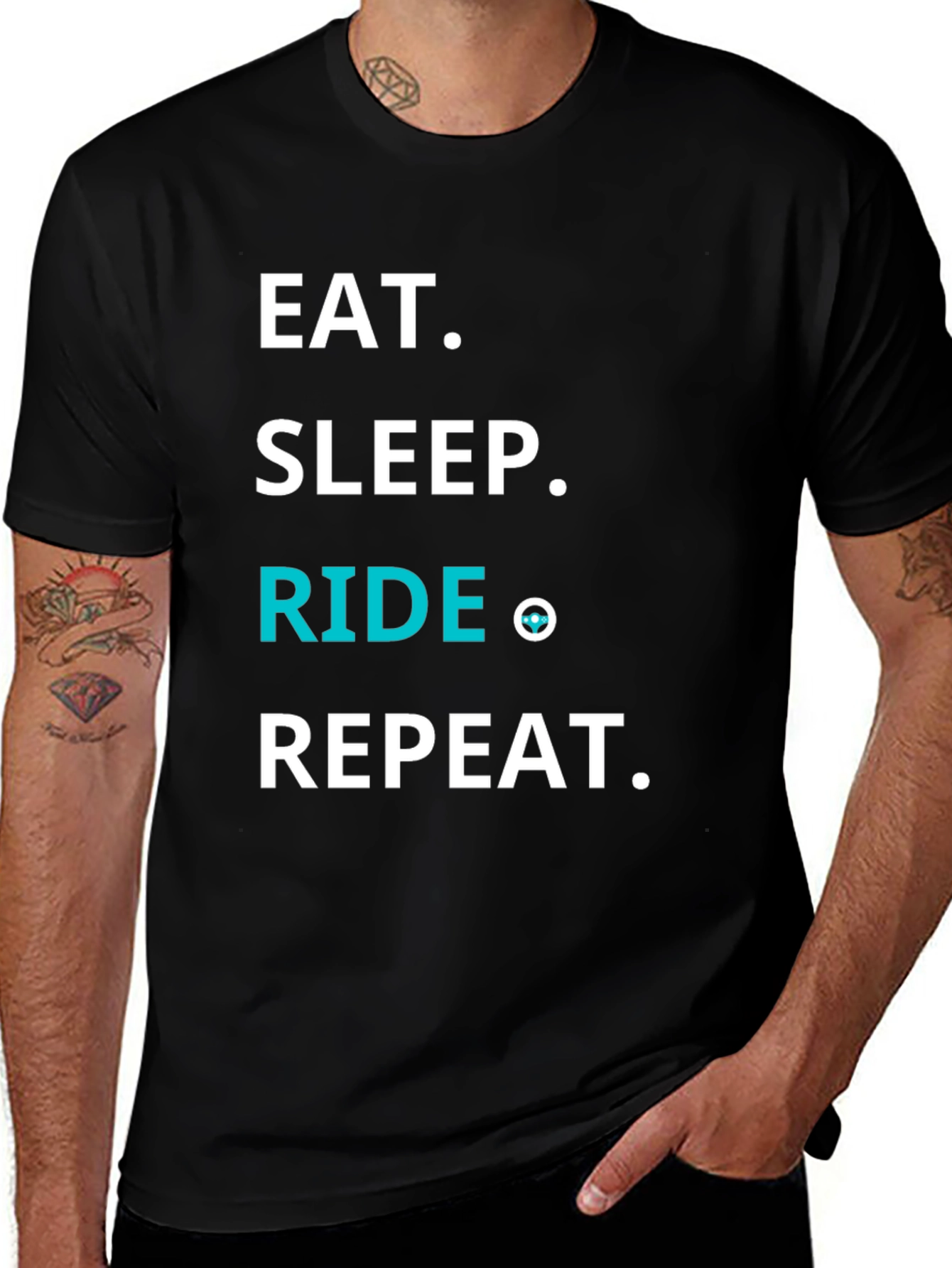 Variant 13 of Eat Sleep Ride Repeat T-Shirt - Funny Biking Tee