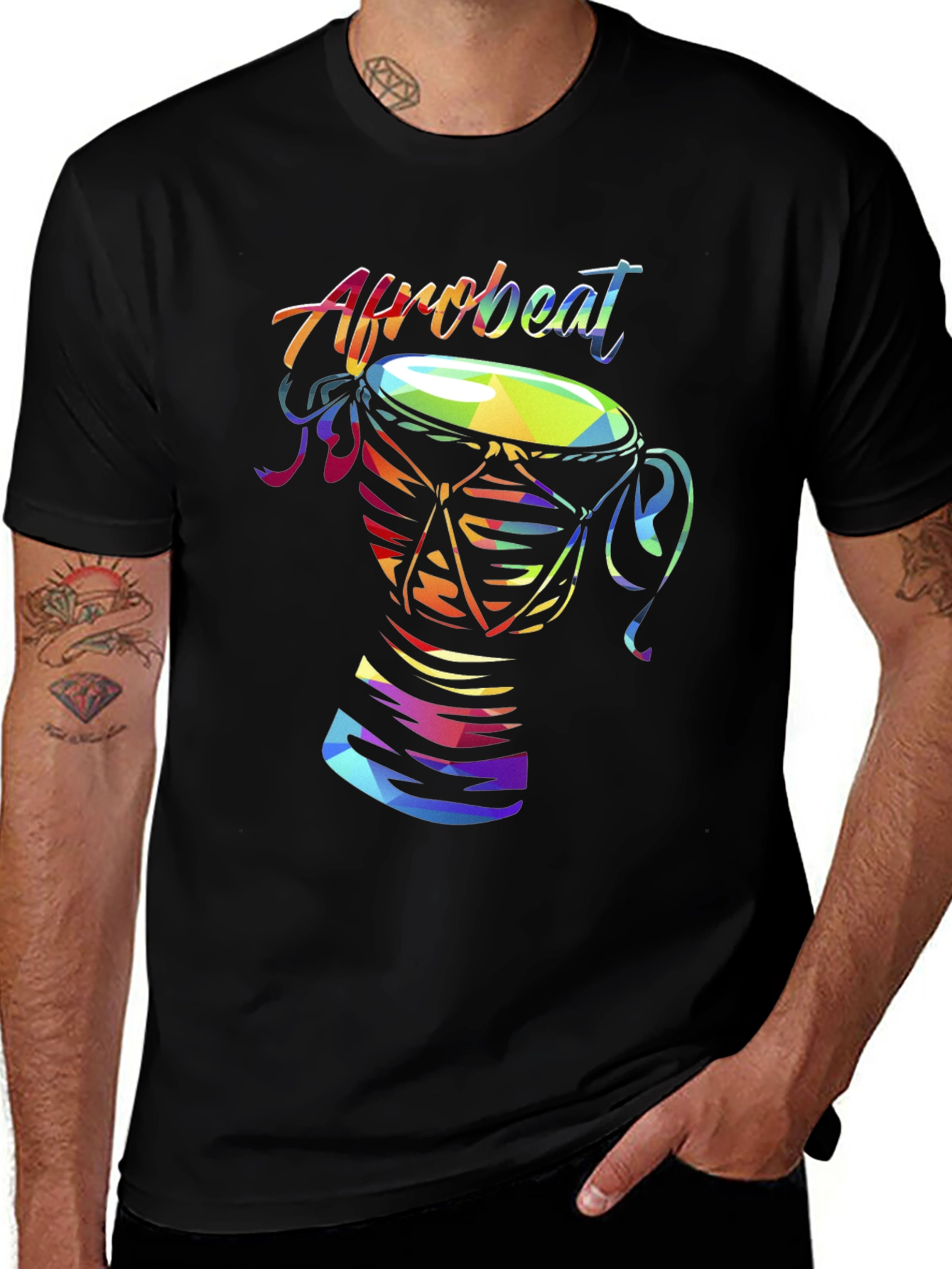 Afrobeat Drum Graphic Black T-Shirt